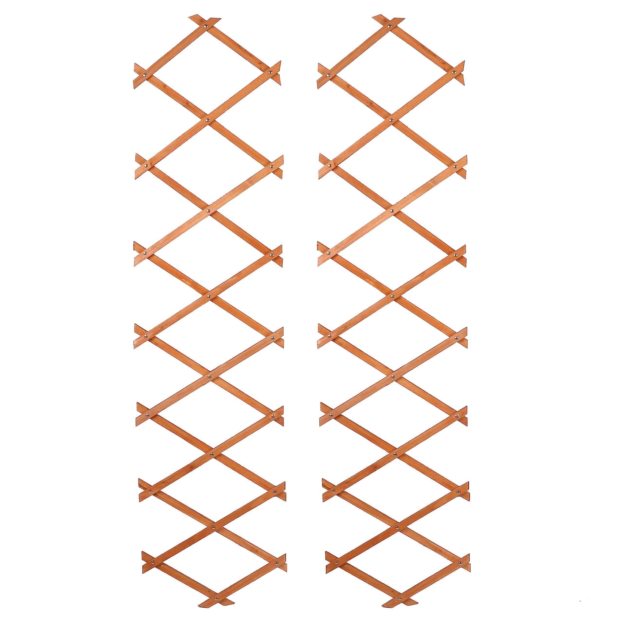 Small or Large Expanding Natural Brown Extendable Wooden Trellis Climbing Plants Fence Panel Screening Lattice (2 x Small 180cm x 30cm)