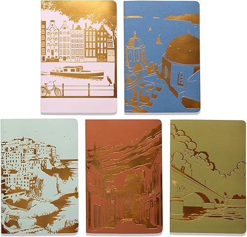 DesignWorks Ink Juego de 5 cuadernos de viaje  Planificador de viaje incluye indicaciones con presupuesto de viaje, objetivos, lista de embalaje y