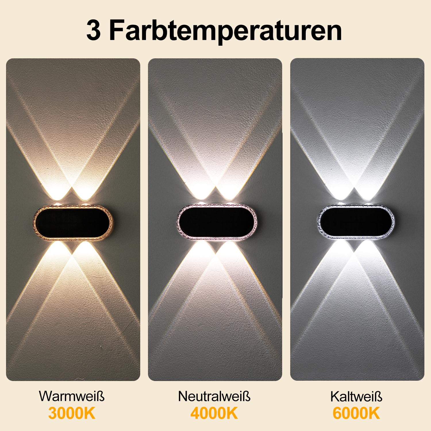 Solar Wandleuchte Aussen 10er-Set: 3 Farbmodi Solarlampen für Außen Wand Up Down - IP65 Wasserdicht Solarleuchten für Garten Garage Terrasse
