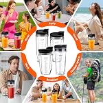 2Pcs Remplacement 18oz Coupe de mélangeur avec couvercle de joint pour Nutri Ninja BL450 BL456 BL480 BL482 BL640 BL642 BL682 BN400 BN750 BN800 NN100 Produits alimentaires SS101 SS151 SS351 SS401 SS400 Ninja Auto IQ Series mélangeur