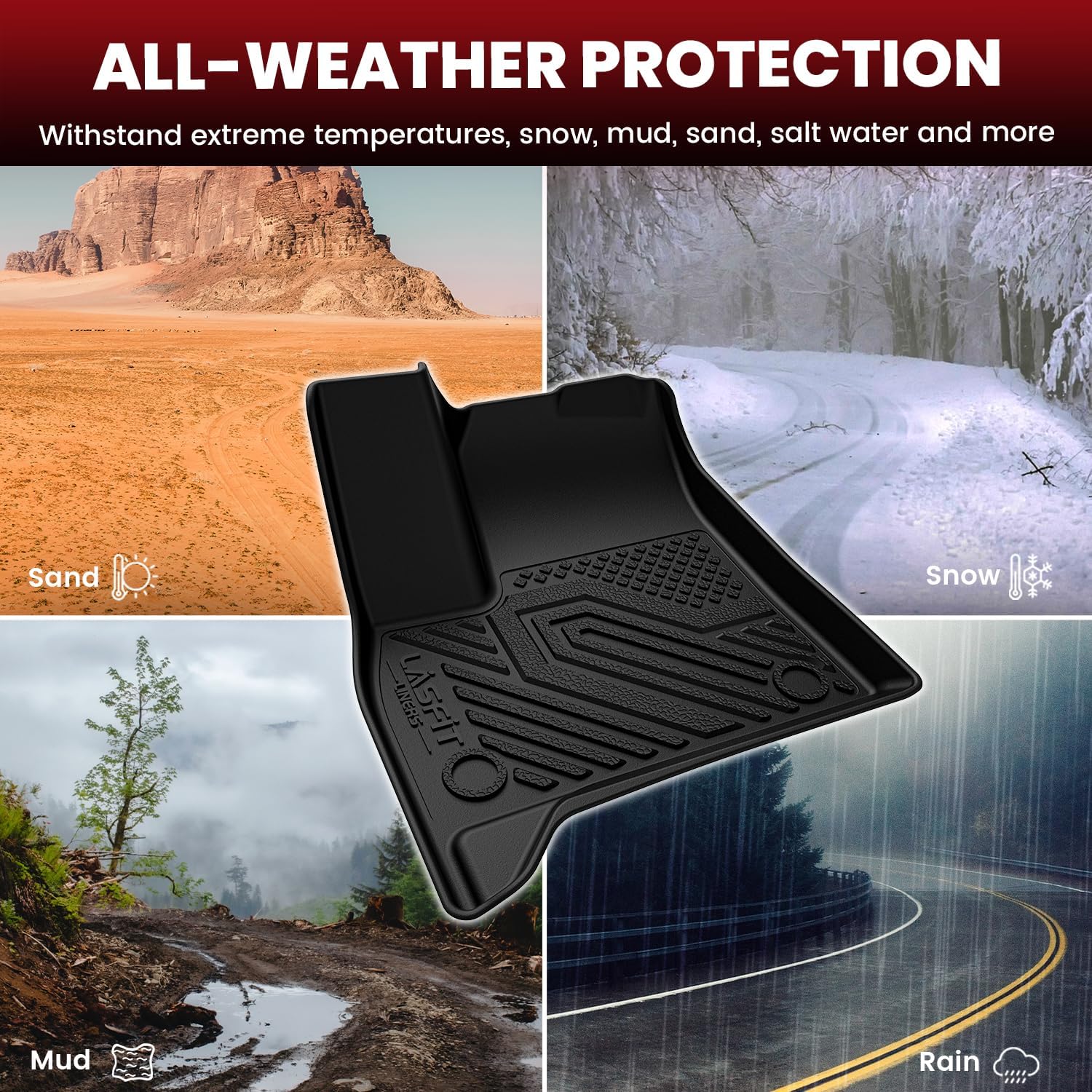 LASFIT Floor Mats & Cargo Liner with Backrest Mat for Chevy Traverse 2024-2026 (Only 7 Seats) & GMC Acadia 2024-2026 (Only 7 Seats) & Buick Enclave 2025-2026, All Weather TPE Custom Fit Floor Liners - Image 8