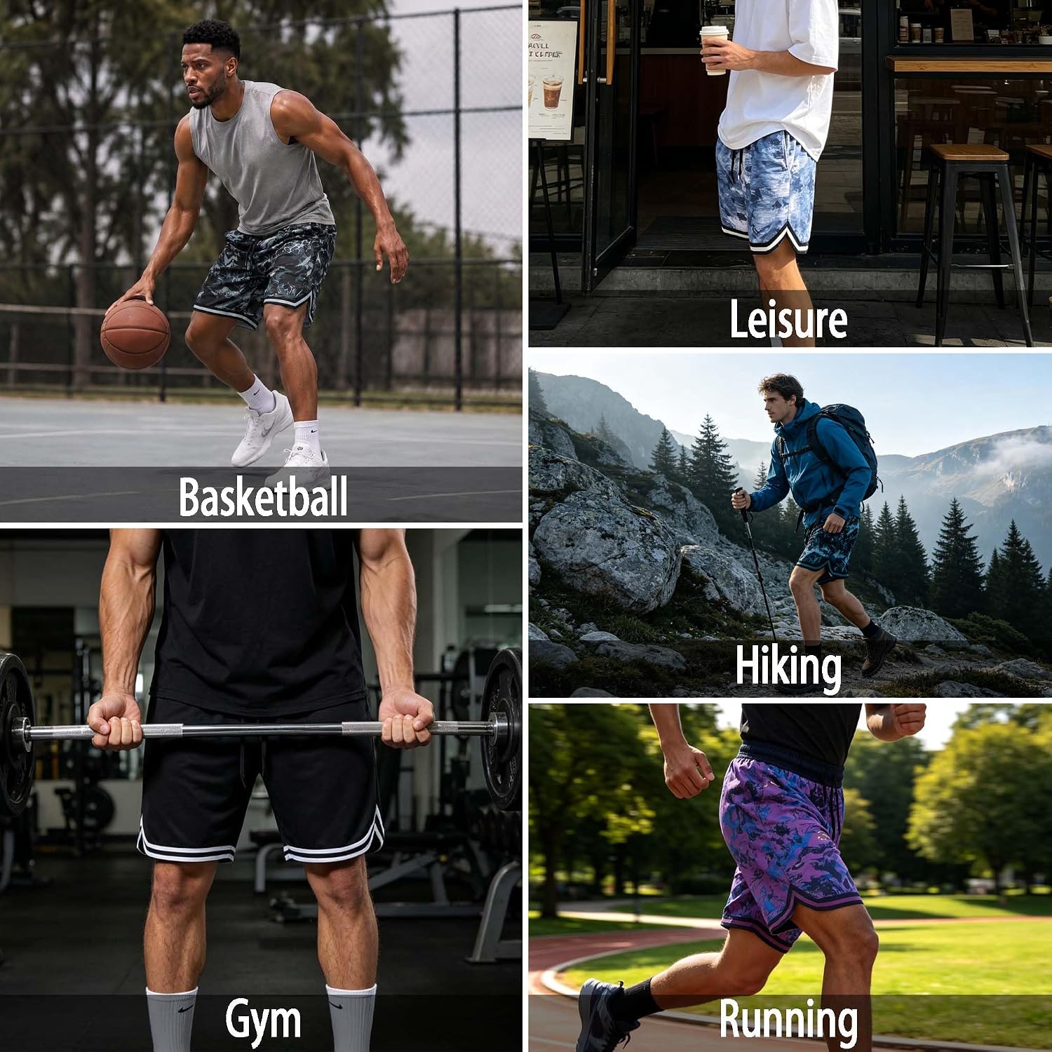 3 Pack Mens Quick Dry Athletic Basketball Shorts with Pockets