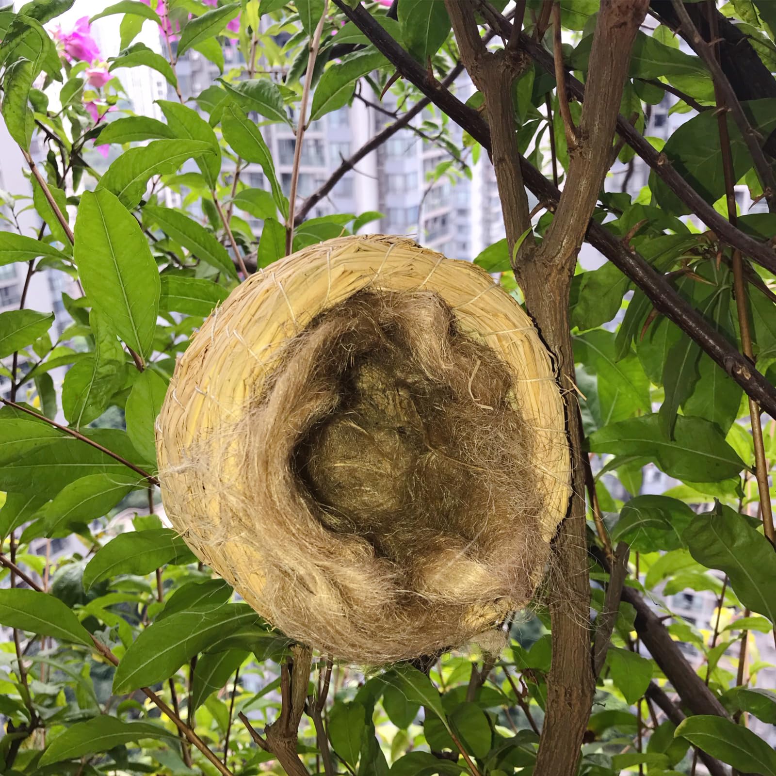 2PCS Nid Perruche,Nid Canaris,Literie Confortable pour Petits Oiseaux Et Animaux,Mélange de Matériaux de Nidification pour Oiseaux en Jute,Soie,Paille,Coton,Convient pour Perroquets,Pinsons