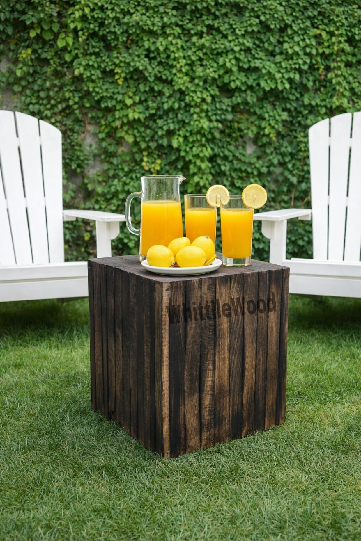 Solid Wood Cube Outdoor Stool | Handcrafted Reclaimed Wood Side Table | Rustic Garden, Patio & Indoor Accent Furniture-image-29