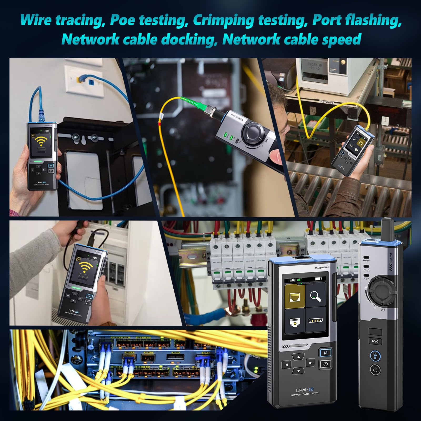 LPM-10A Unterirdischer Kabelsucher, Netzwerktester Draht und Leitungsfinder mit Unterbrechungserkennung, 2,4-Zoll TFT Display und Störunterdrückung