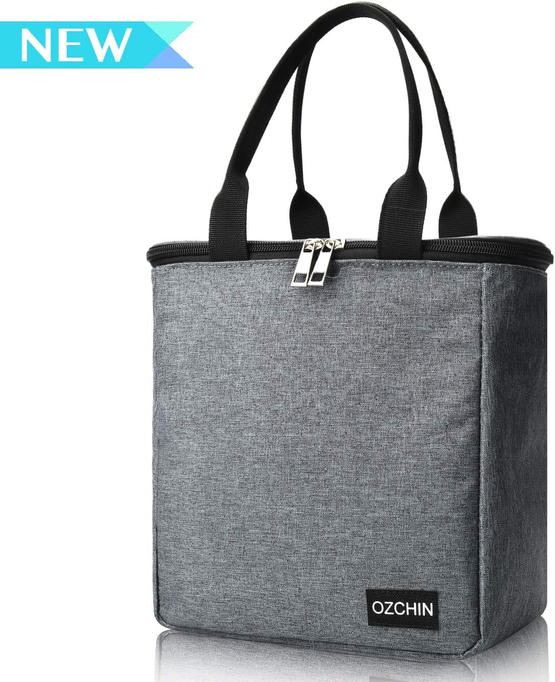 Insulated Lunch Bags for Women Reusable Lunch Tote Cooler Bag Handbag for Picnic Work OZCHIN (Classic Gray)