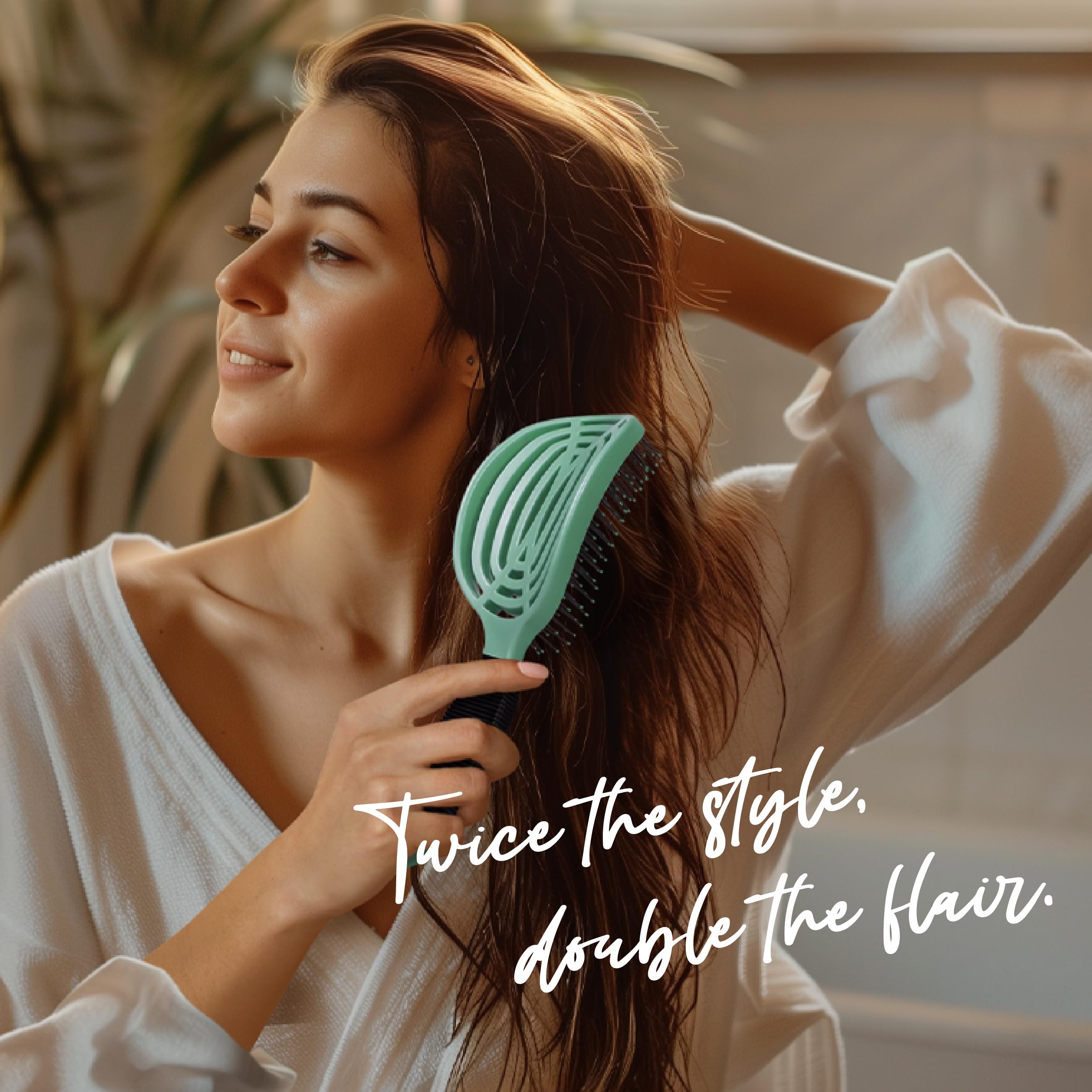 NEW VIDEO! NuWay 4Hair! U.S. Patented Professional Detangling! DoubleC is Double Curved! Best Brush for Applying Any Hair Product! Vented Back - suszarka do włosów Safe (miętowa zieleń)