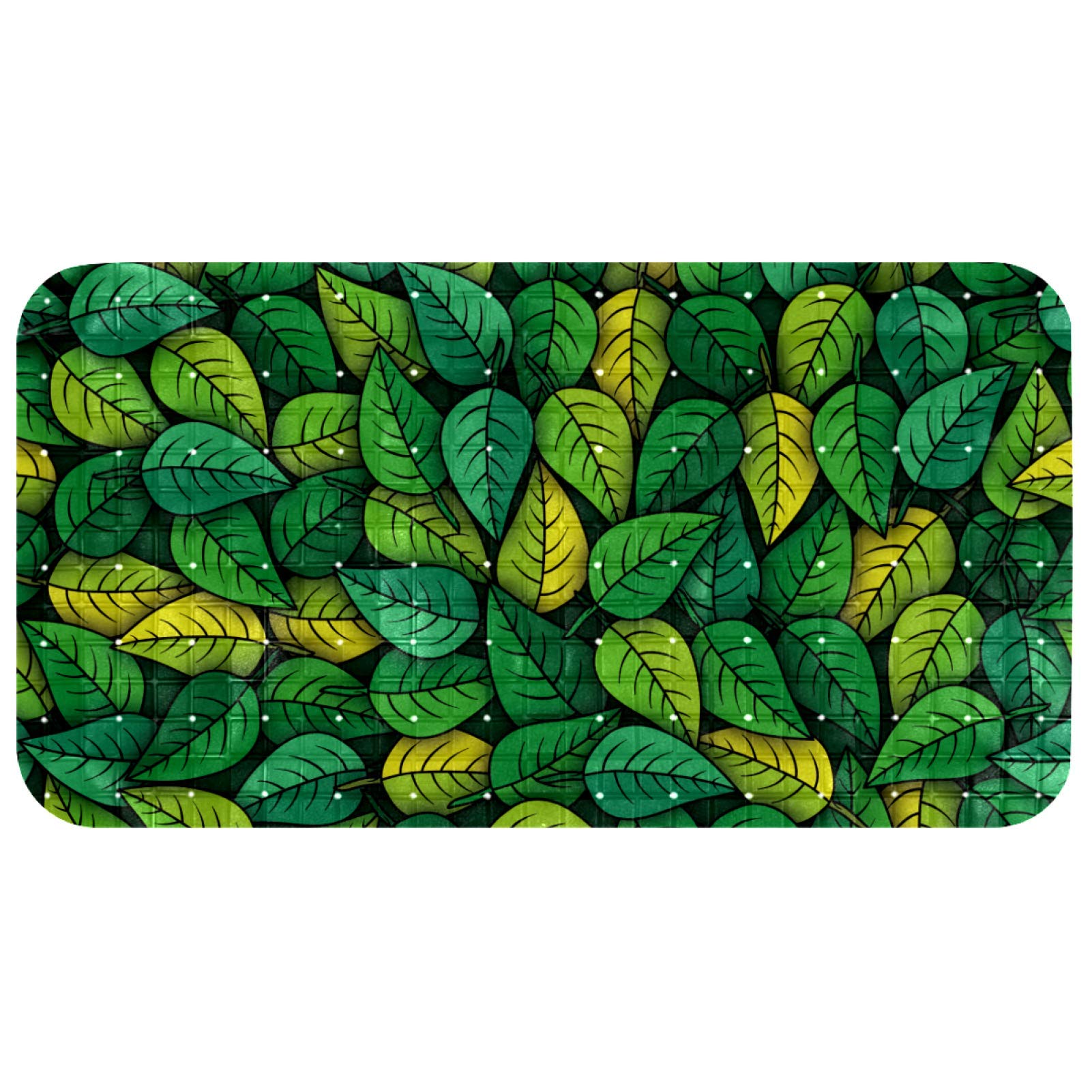 Alfombrilla para bañera antideslizante con ventosas y diseño de hojas verdes para baño seguro