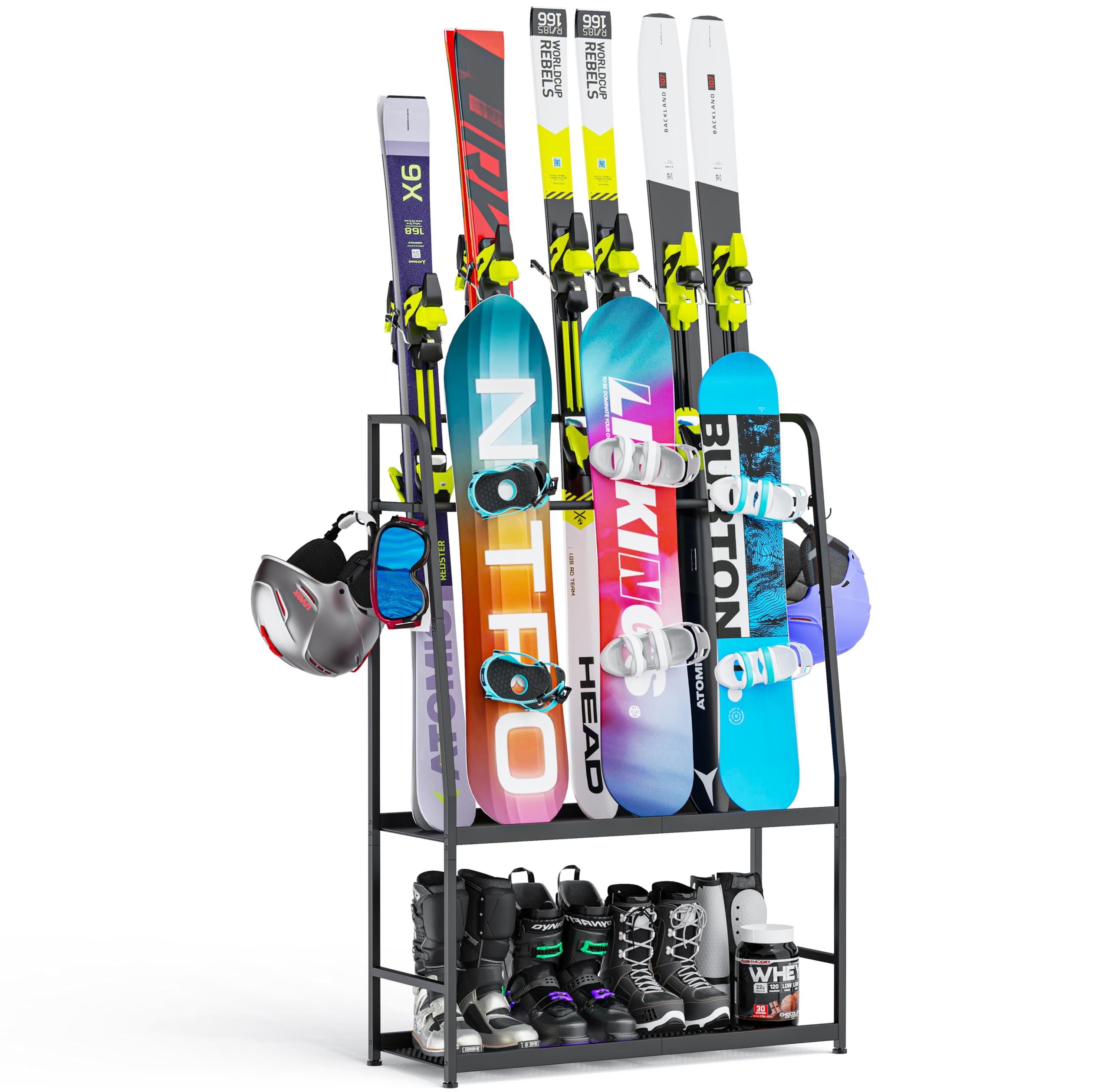 Skiständer, Skiständer für die Garage, Ski-Aufbewahrungsregal für Skier, Snowboards, Skischuhe, Skistöcke, Skibrillen und Helme, Ski-Organizer für die Garage Oder den Keller