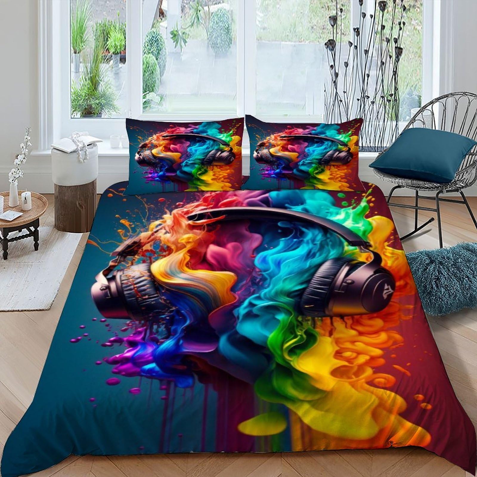 Housse de couette King parure de lit adulte 220x240cm avec zip