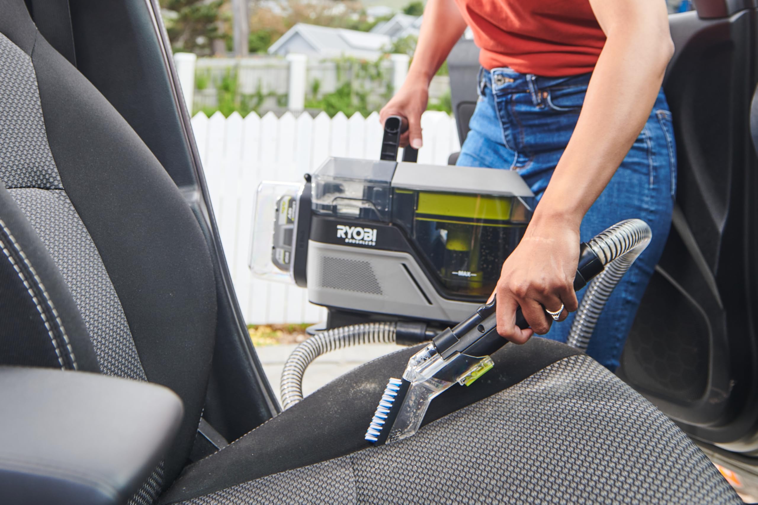 RYOBI 18 V ONE+ Akku-Textilreiniger Pro RDC18BL-0, kraftvolle Fleckenentfernung, 2in1-Waschbürste, Dual-Tank, Haushalt & Auto, ohne Akku und Ladegerät