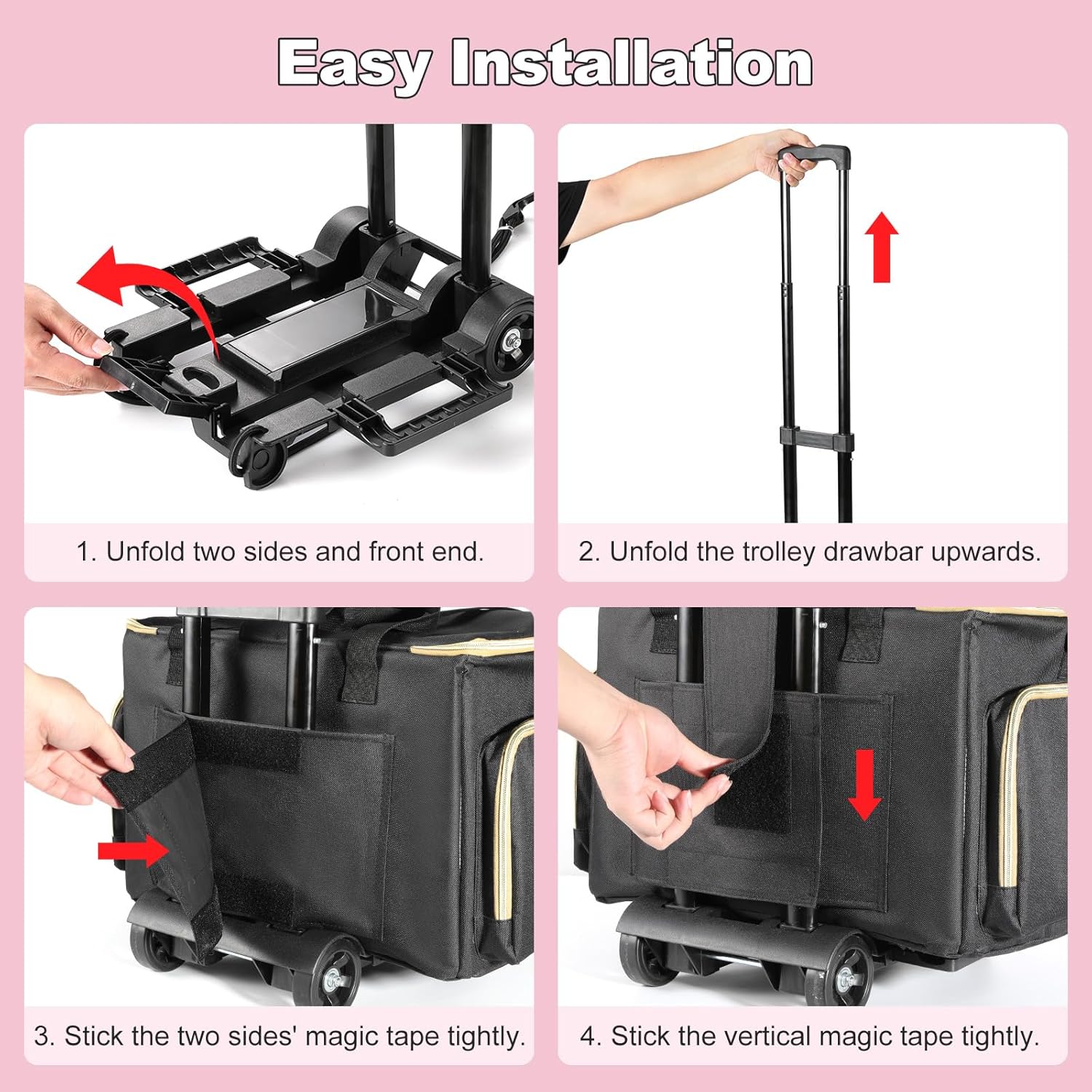 Housolution Rolling Teacher Bag with Wheels, Fits for 17" Laptop, Teacher Tote Bag with Detachable Trolley, Laptop Work Case with Anti Theft Lock, Briefcase Cart with Accordion File Organizer, Black - Image 8