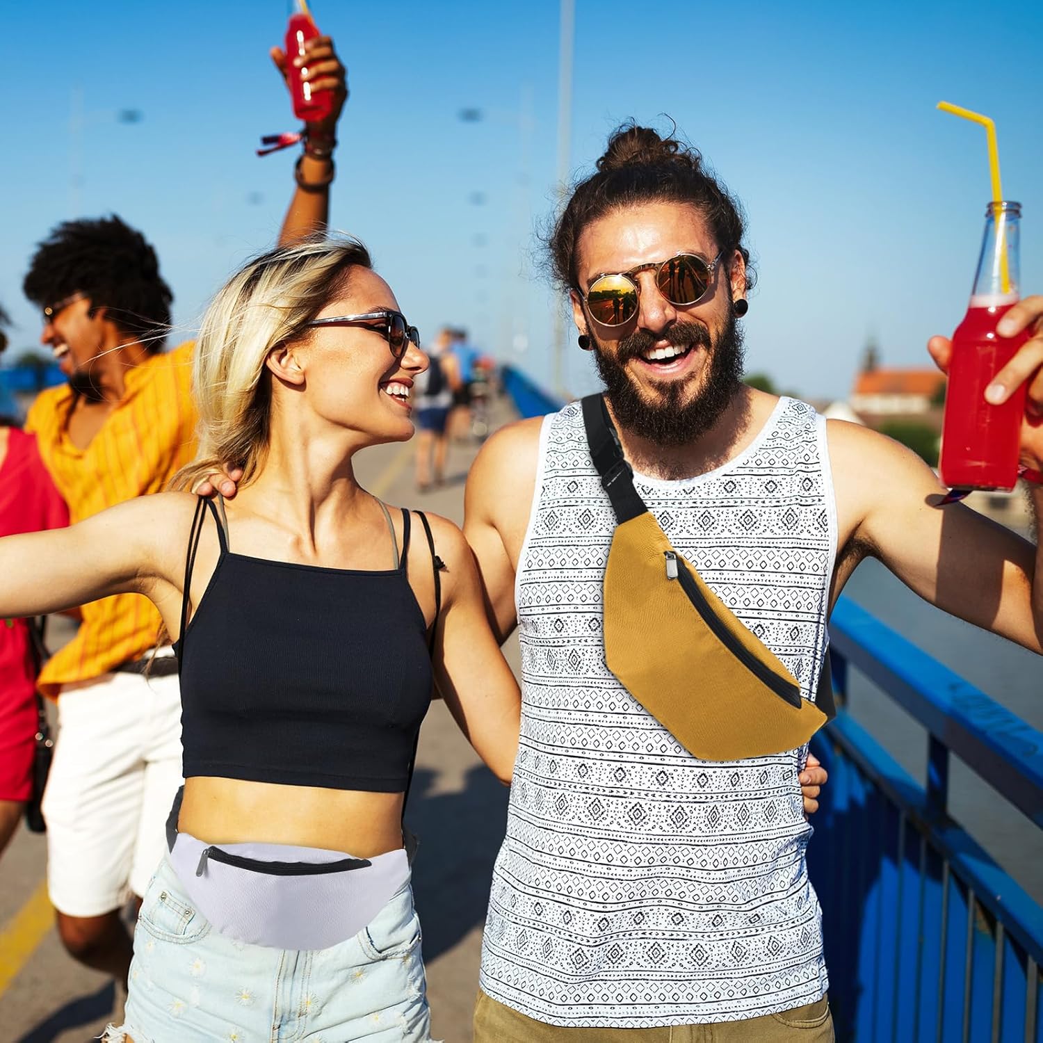 Saintrygo 40 Neon Fanny Packs Bulk, 80s Party Waist Bag Adjustable Colorful Oxford Cloth Fashionable Fanny Bags for Women Men Travel Running Outdoor (Bright Color) - Image 4