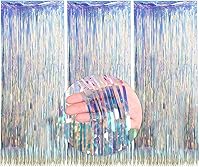 Vista 14 de 3 paquetes de cortinas de papel de aluminio de 9.8 x 3.28 pies, cortinas de flecos metálicos iridiscentes de oropel metálico iridiscente