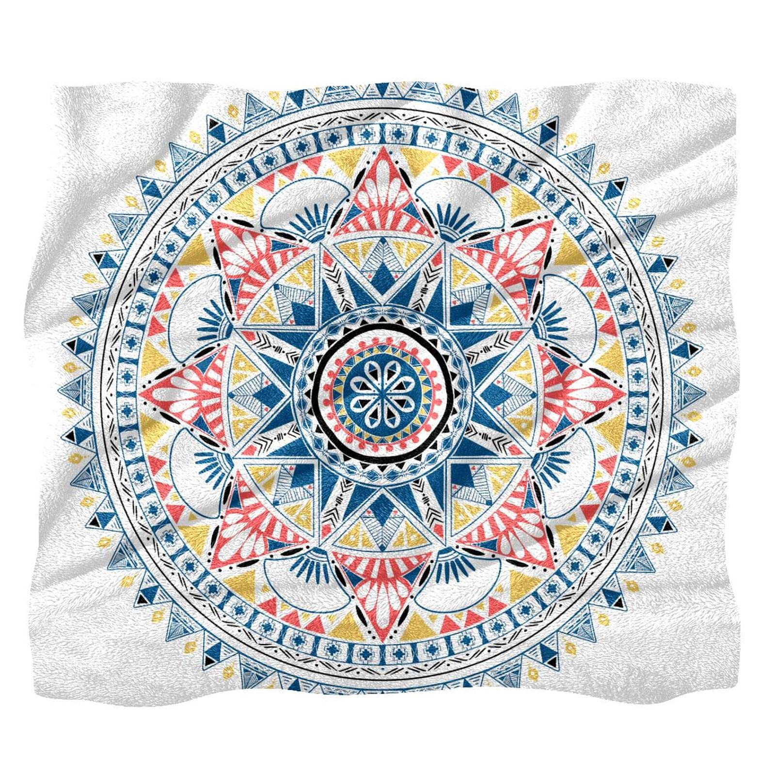 Coperta in pile per divano, divano o letto, accoglienti e morbide, stile indiano mandala boemia floreale
