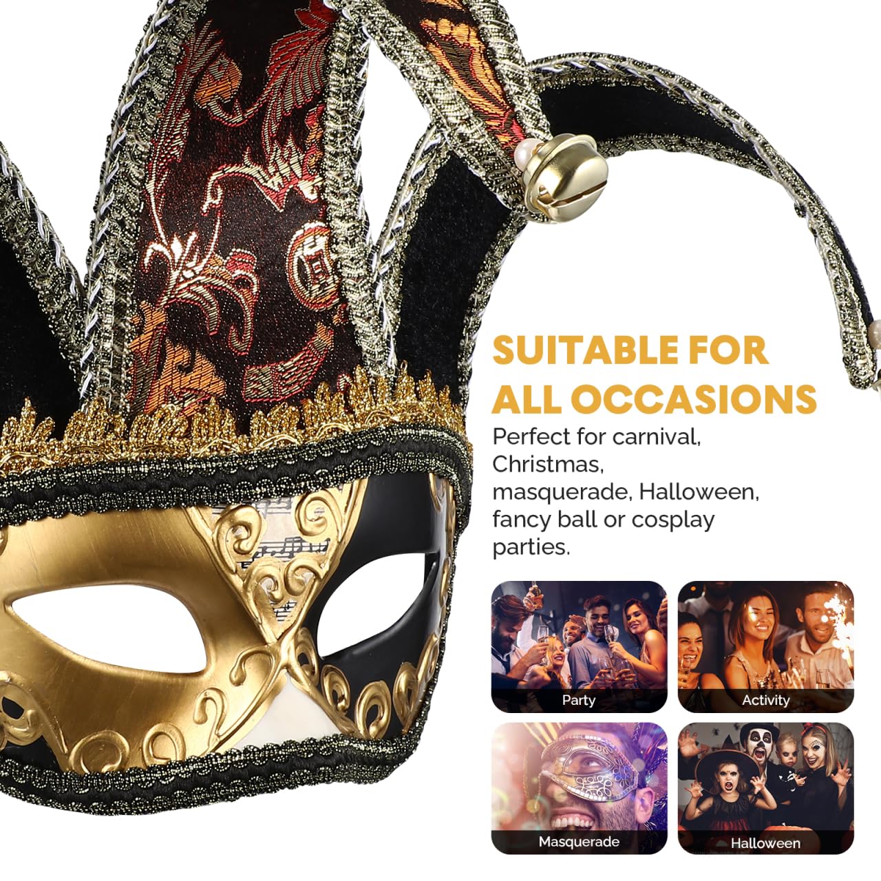 HEALEEP Masquerade Mask for Men Women: Venetian Half Face Masks Mardi Gras Party Costume Halloween Carnival Dress Up Prop for Adult - Image 2