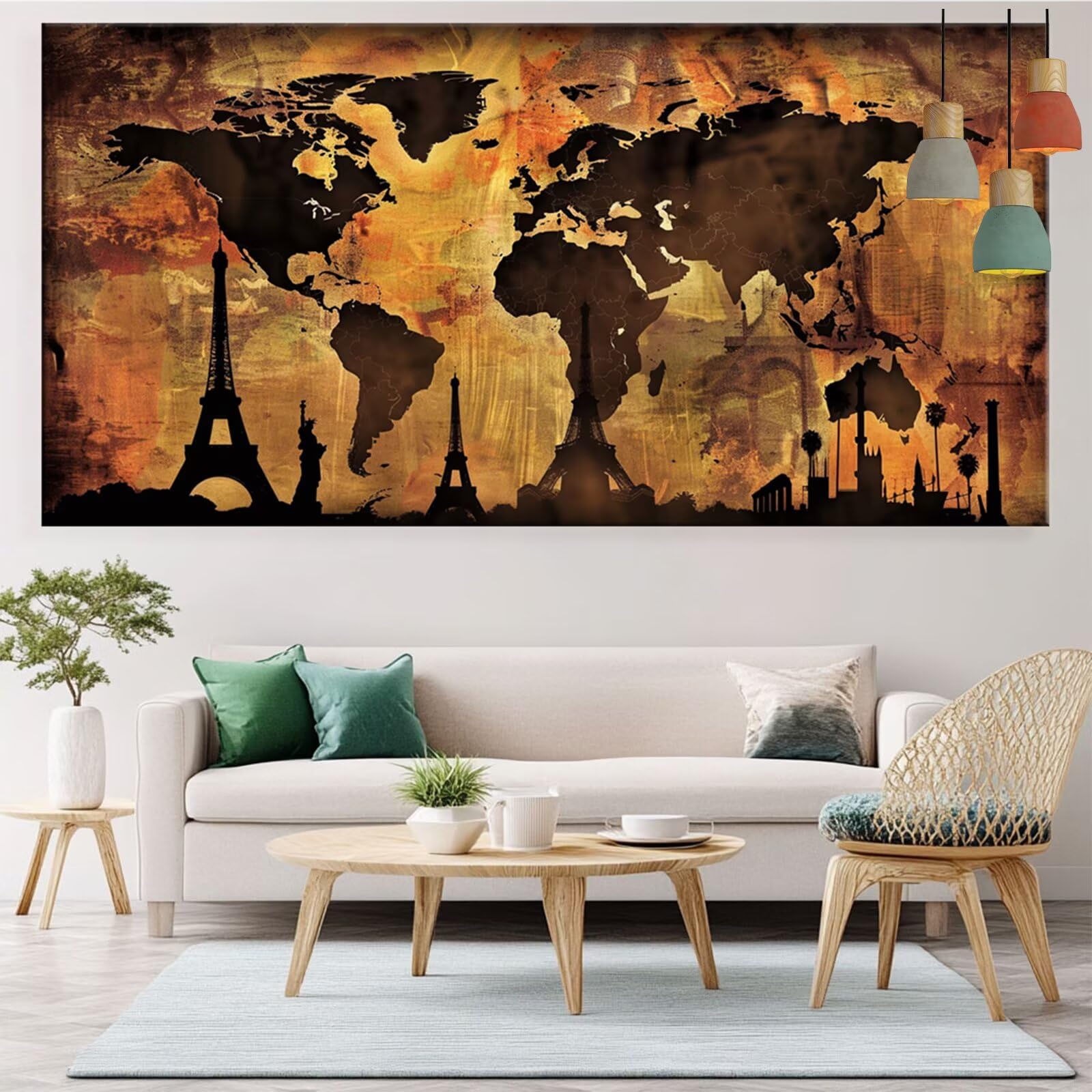 Diamond Painting Weltkarte Diamond Painting Erwachsene Leuchtturm Bastelset Kinder ab 6 Jahre Mosaikherstellung Kreatives Geschenke für Mädchen Anfänger, Kreuzstich Craft Zimmer Deko 70x140cm Y5-891