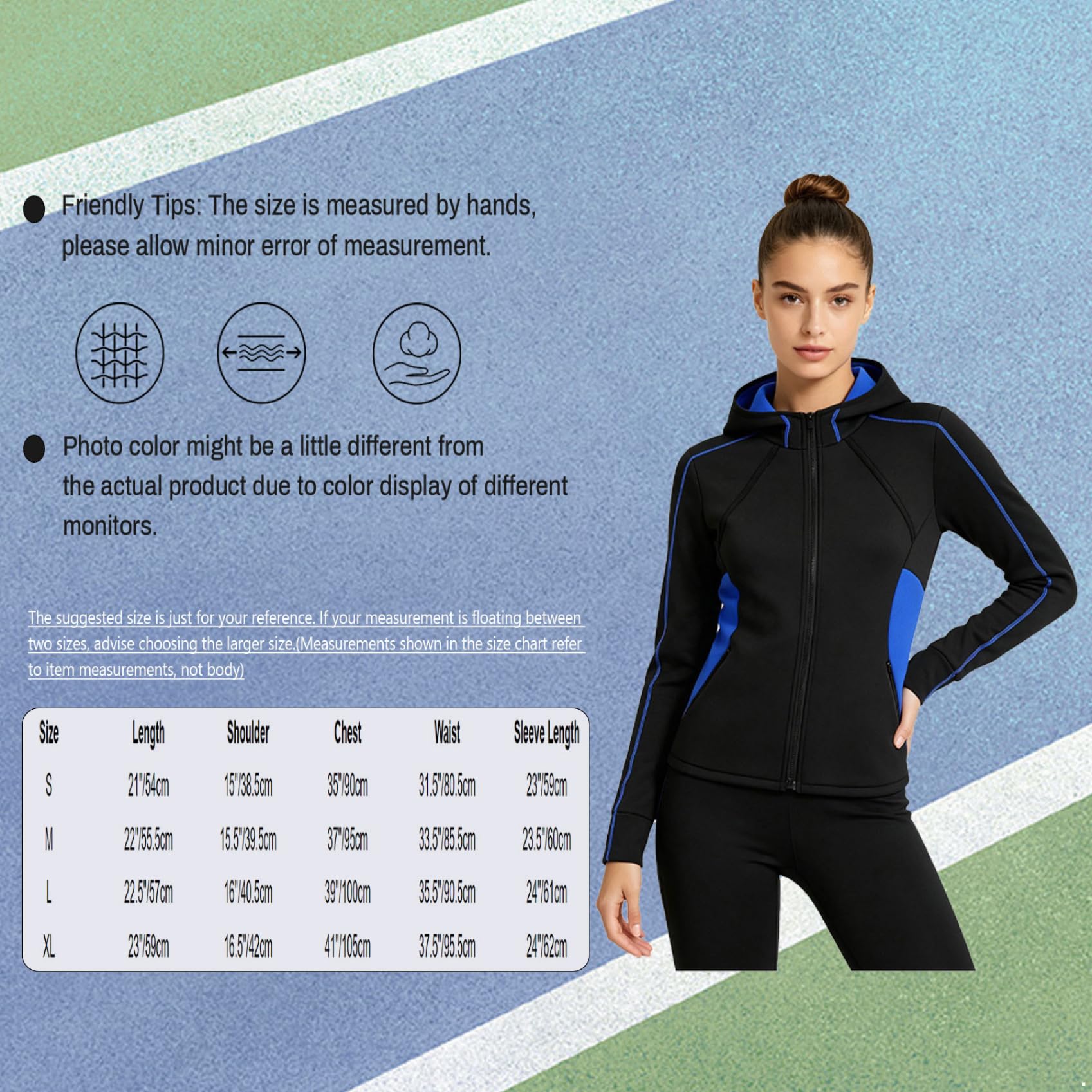 Damen Neoprenanzug Jacke Kapuze Tauchjacke Thermo Neoprenanzug Top Sportjacke