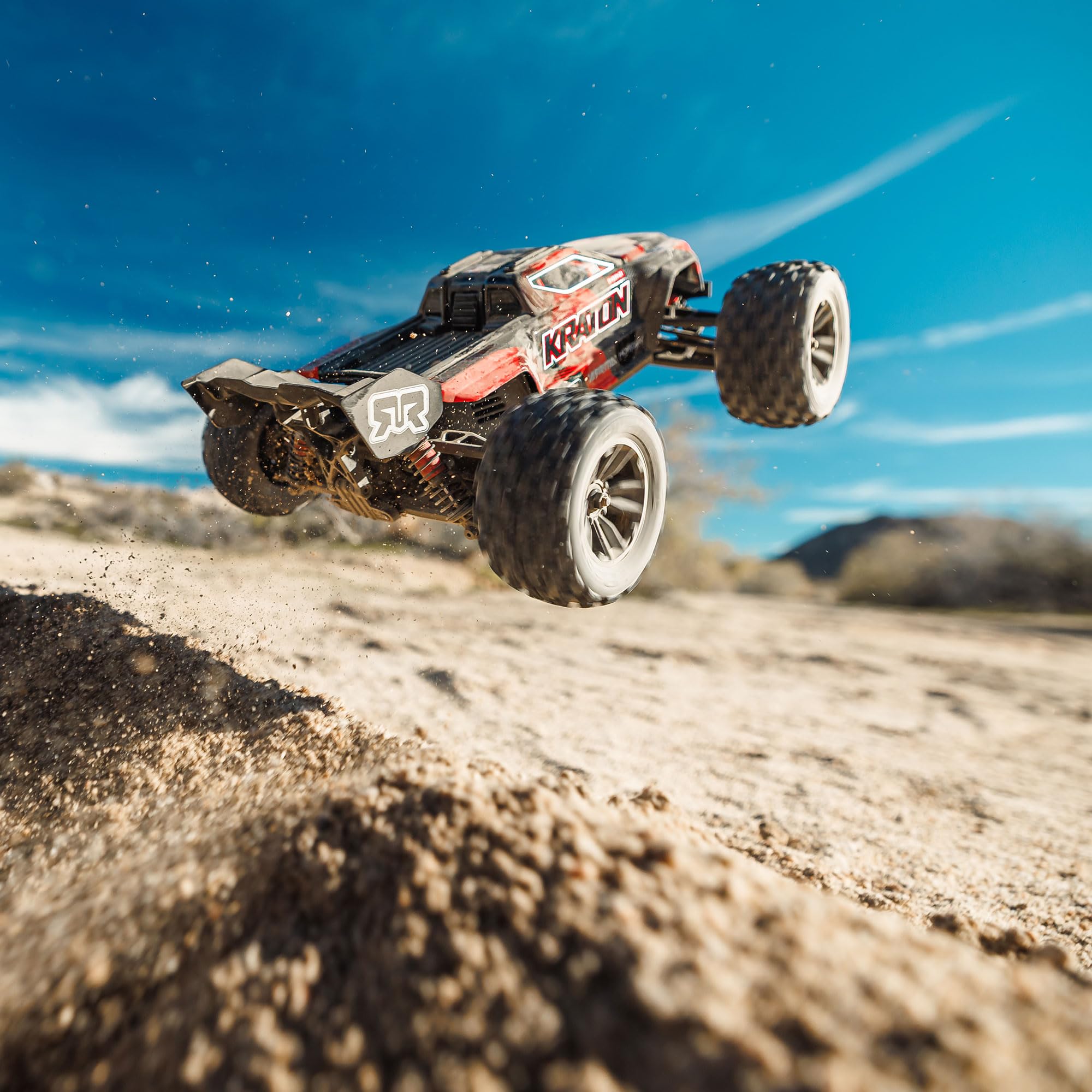 ARRMA Camion de Vitesse sans balais Kraton 3S DSC 4 x 4 RTR 1/16, Noir/Rouge, ARA2508T1 | Voiture télécommandée, batterie et chargeur non inclus ARA2508T1