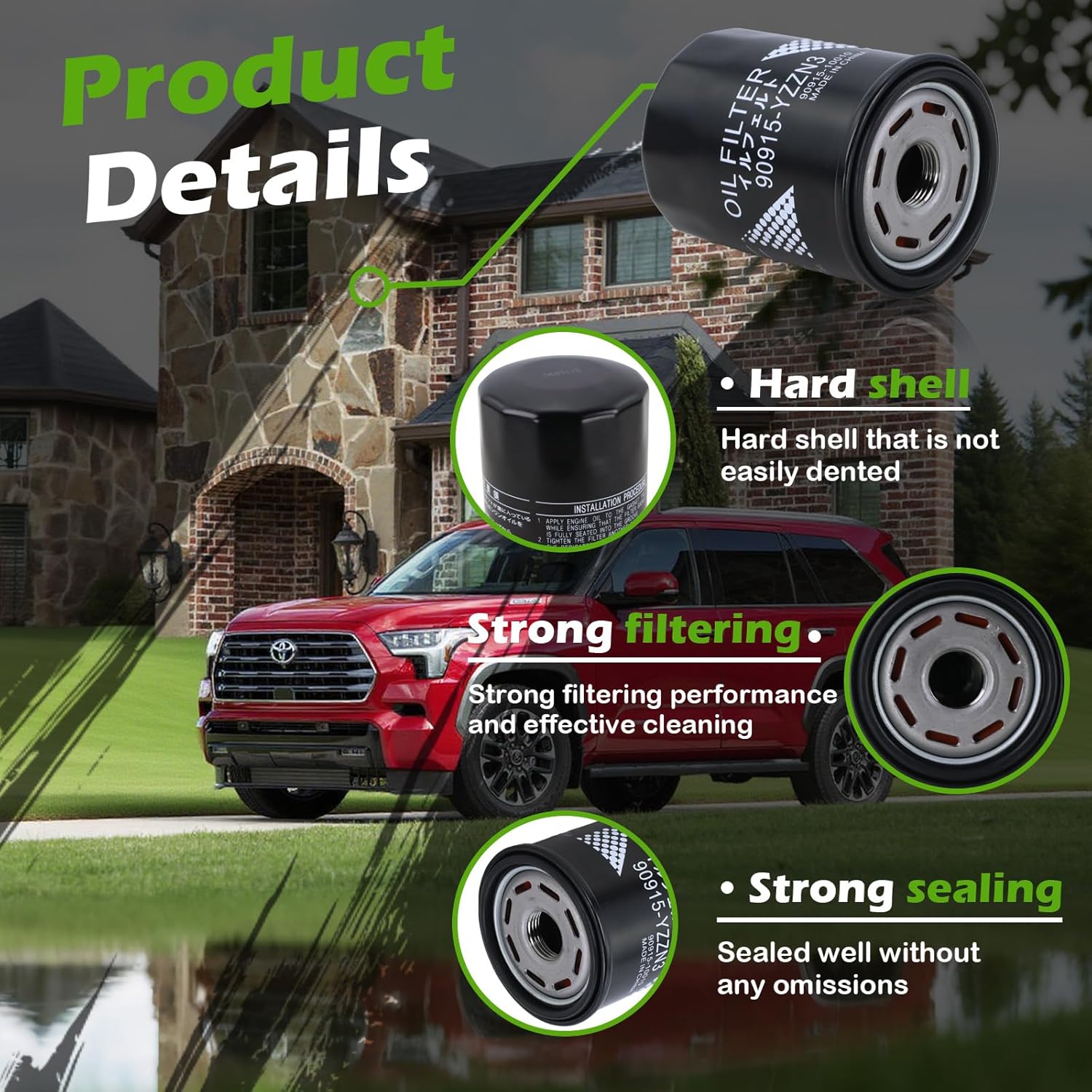 Kefly 90915-YZZN3 Engine Oil Filters 90915-10010 Fits for Toyota 2022-2025 Tundra 2023-2025 Sequoia Lexus 2018-2023 LS500 2022-2024 LX600 (6 PCS)