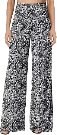JZC Women's Palazzo Lounge Pants Stretchy Wide Leg Casual Pants Comfy High Waist Flowy Pants S-3XL