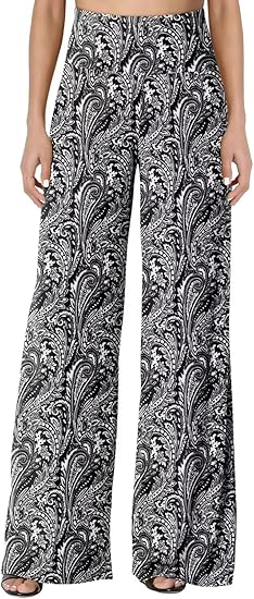 JZC Women's Palazzo Lounge Pants Stretchy Wide Leg Casual Pants Comfy High Waist Flowy Pants S-3XL