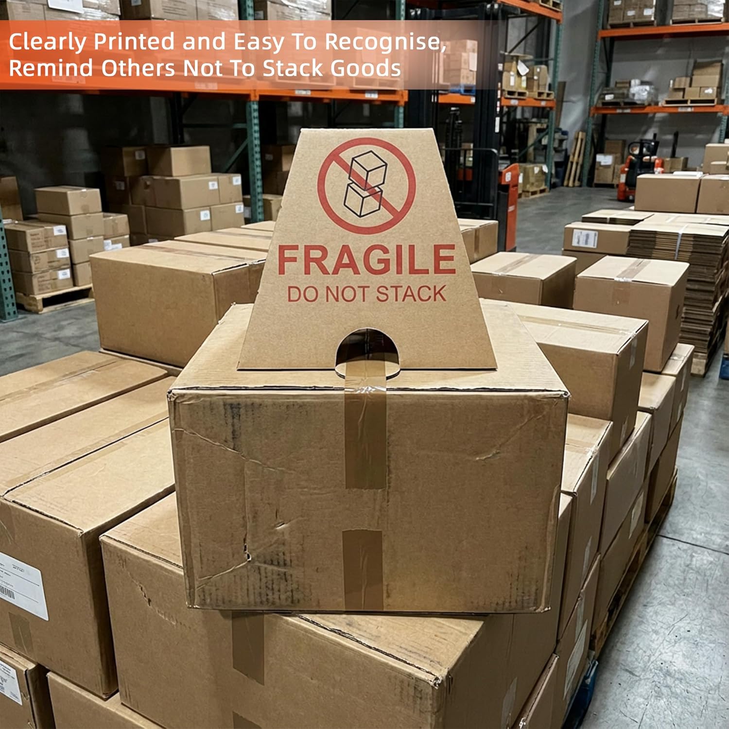 60 Pack Do Not Stack Pallet Cones 7.5 x 7.5 x 6.7" Do Not Stack Cones Corrugated Cardboard, Safe Shipping & Handling Alerts Cones Bundle, Easy to Carry Moving Essentials for Repository Loading Docks