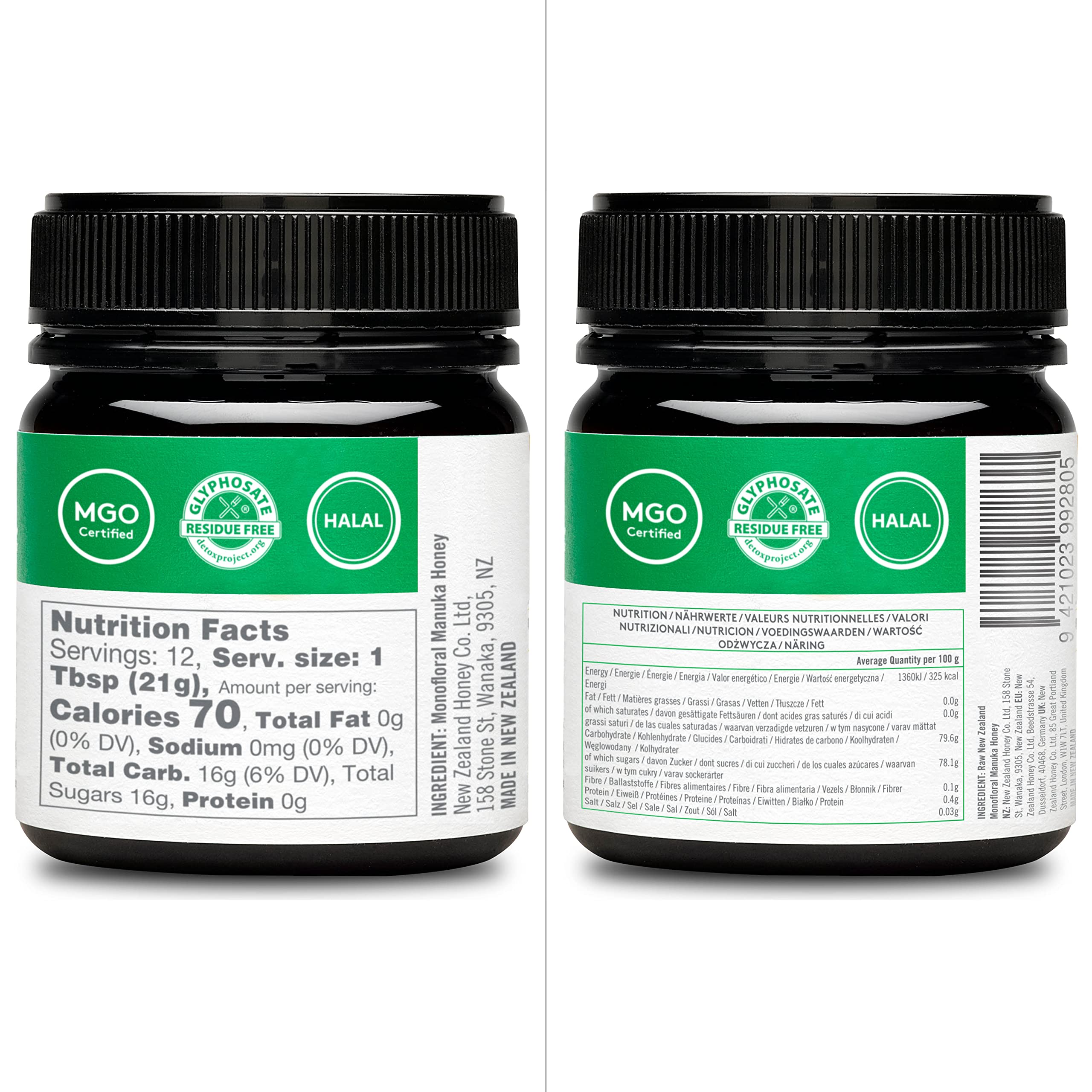 New Zealand Honey Co. Miele di Manuka MGO 1450+ / UMF 28+ | Attivo e lordo | Prodotto in Nuova Zelanda | 250g