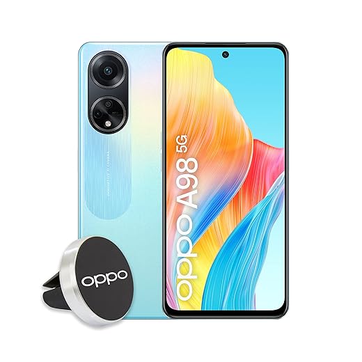 OPPO A98 5G Smartphone, Tripla Fotocamera 64MP, Selfie 32 MP, Display 6.72” 120HZ LDC FHD+, 5000mAh, RAM 8, Esp 4GB/6GB/8GB + ROM 256GB, esp 1TB, IPX4, Supporto Auto, Versione Italia, Dreamy Blue