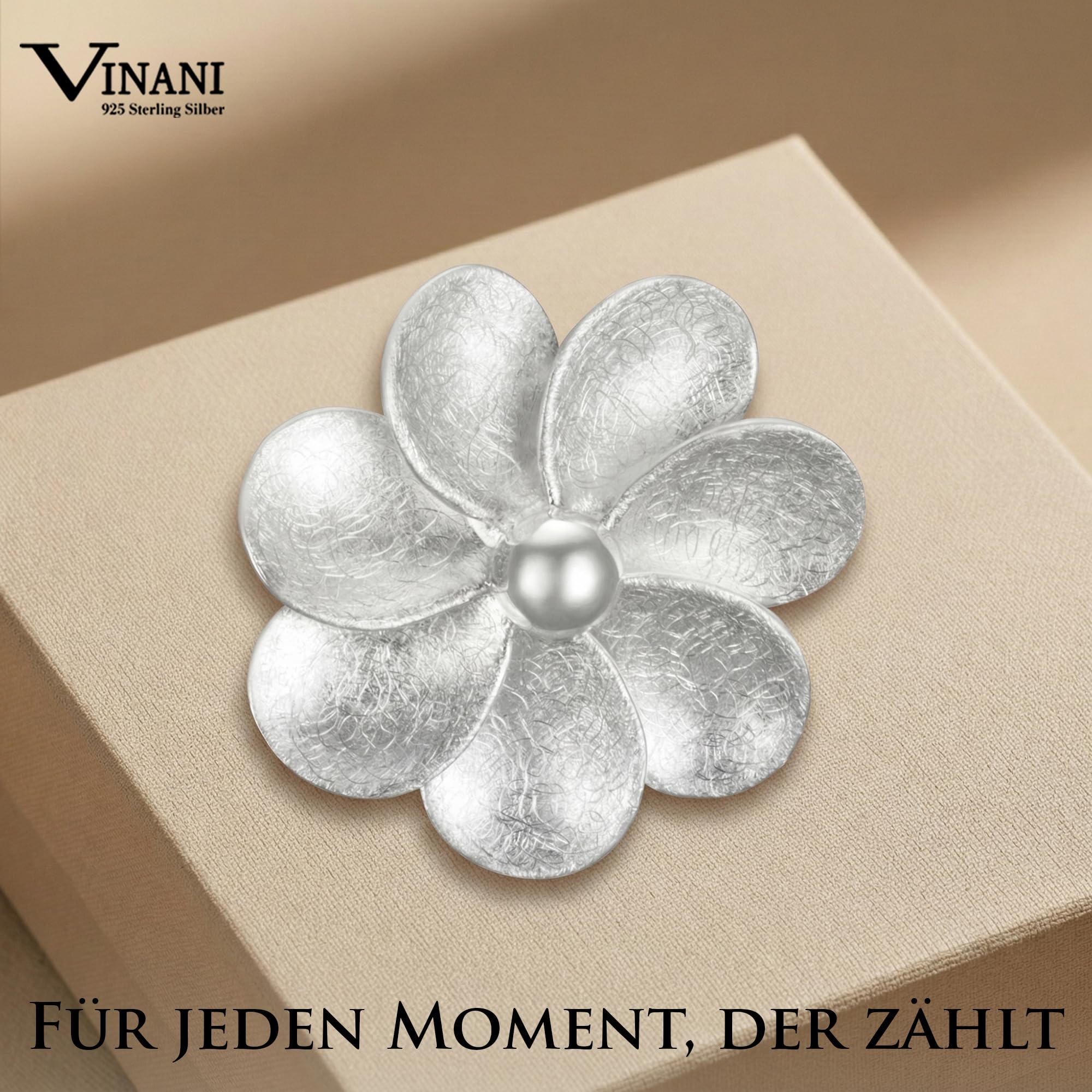 Vinani Anhänger Blume gebürstet Blütenstempel glänzend Sterling Silber 925 Blüte ABDD-EZ