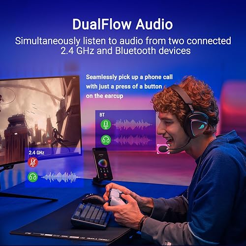 ASUS ROG Delta II - Casque Gaming sans Fil (Équipement Officiel de Team Vitality, connectivité tri-Mode, ROG Speednova, membranes de 50mm, jusqu'à 110 Heures d'autonomie de Batterie, légère de 315g) - 4