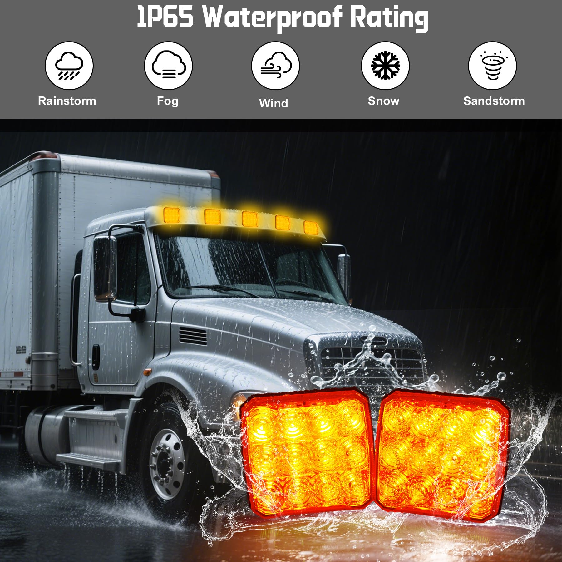 2 luces estroboscópicas LED recargables inalámbricas, luz de emergencia portátil intermitente, beacon de advertencia magnética ámbar para camiones, remolques, tractores y vehículos