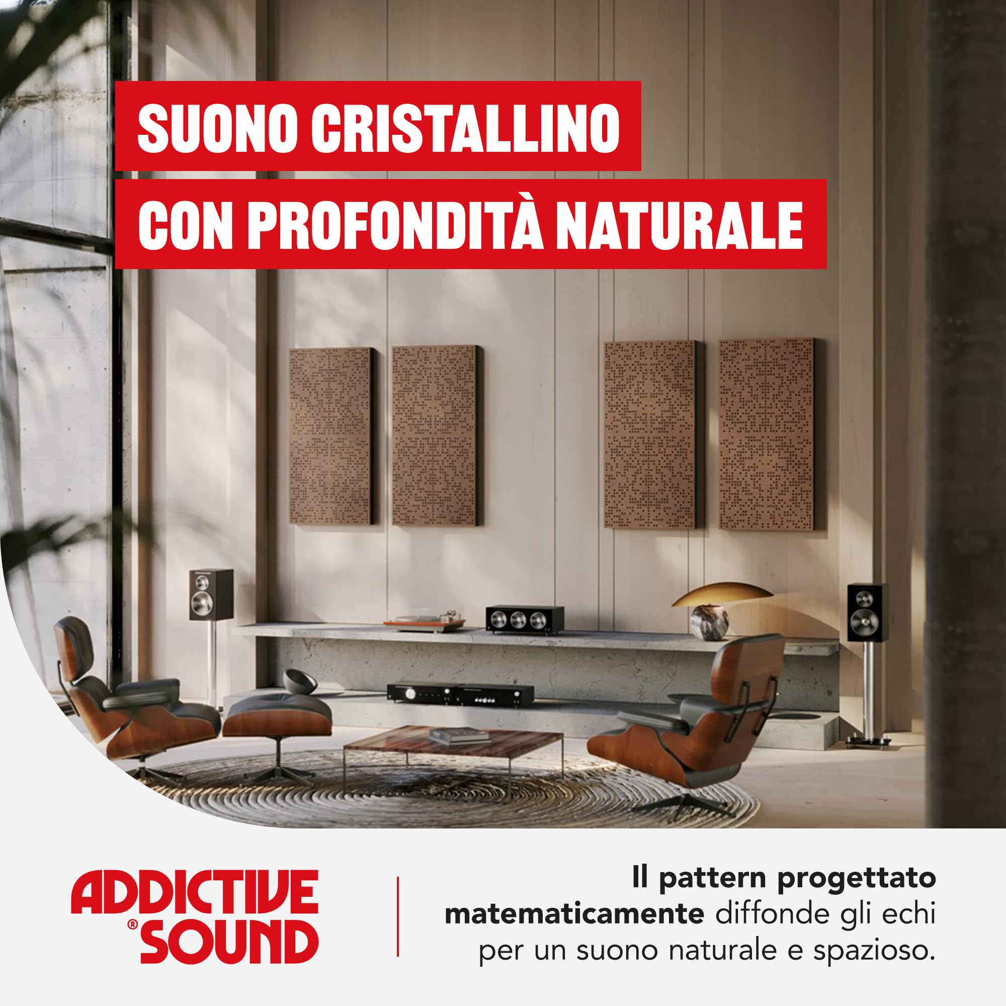Addictive Sound Pannelli Fonoassorbenti in Legno - Acustici e Isolanti per Insonorizzazione Stanza 120x60x10cm - Curcuma