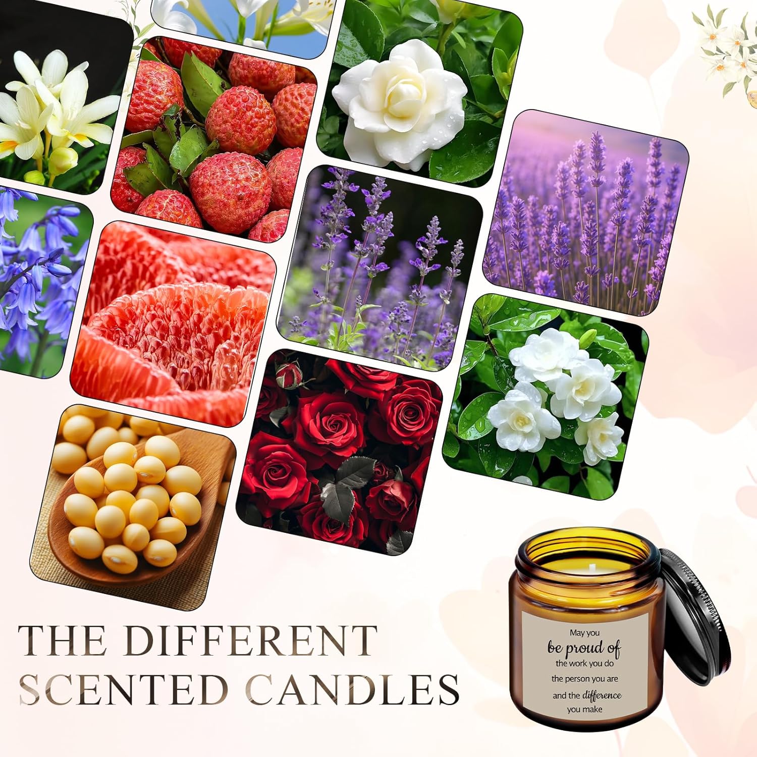 10 Pcs Scented Candles Set 3.5 oz Employee Appreciation Gifts Bulk Soy Wax Jar Candles Inspirational Candle Thank You Gift for Women Birthday Teachers' Day Thanksgiving Day