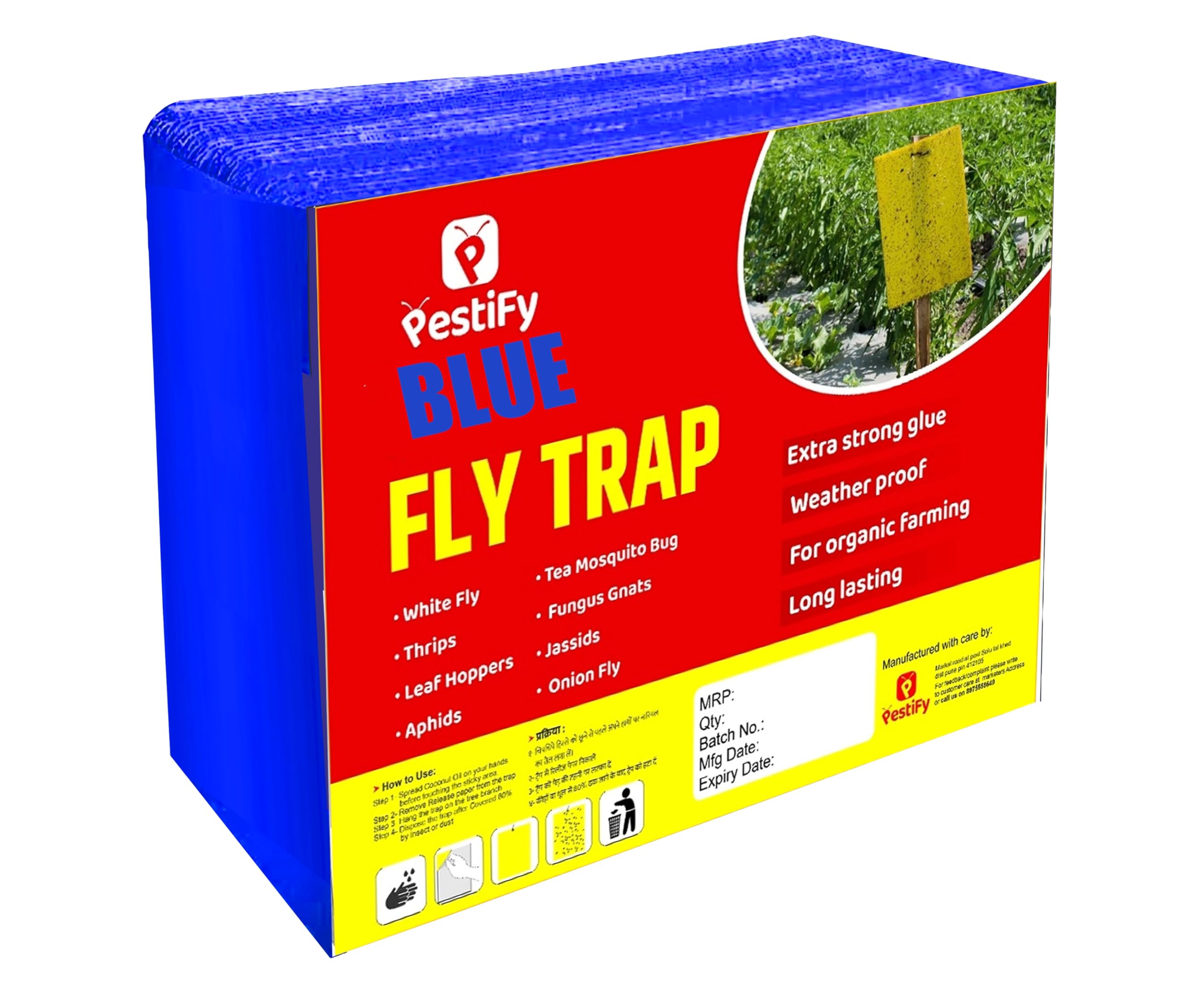 PestiFy Blue Fly Trap for farming Gardening Sticky Trap for harmful insect, Blue Fly Catcher White fly, insect trap, Glue Trap (Blue, 25) (B0CRHTM9C4) Amazon Price History, Amazon Price Tracker