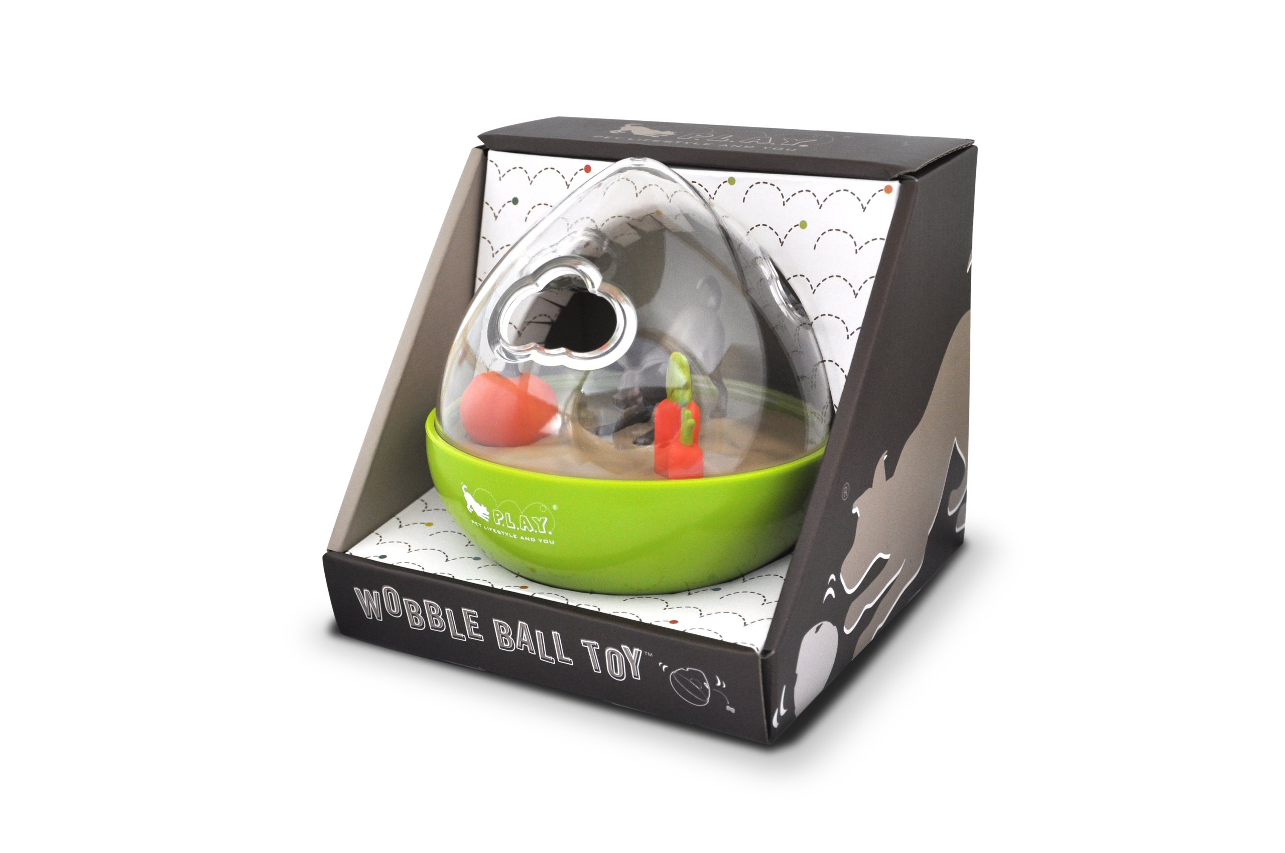 P.L.A.Y. Durable Green Wobble Ball Puzzle Dog Toy, Interactive Fun IQ Treat Dispensing, Slow Feeder, Enrichment Toy For Pup - Image 2