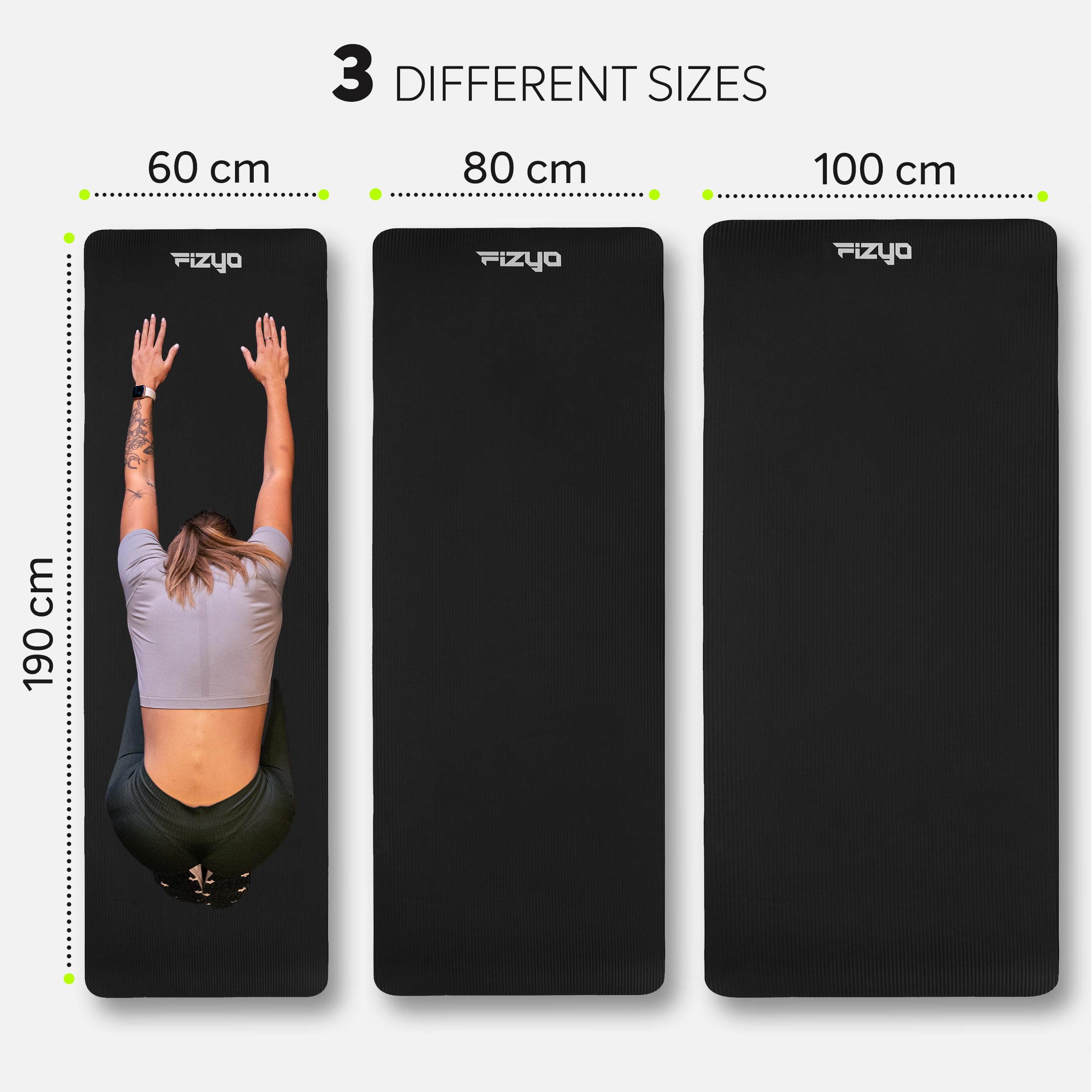 Fizyo Tappetino Yoga antiscivolo per yoga ginnastica e pilates in schiuma NBR tappetino fitness spesso per allenamento ed esercizi a casa 190 x 60