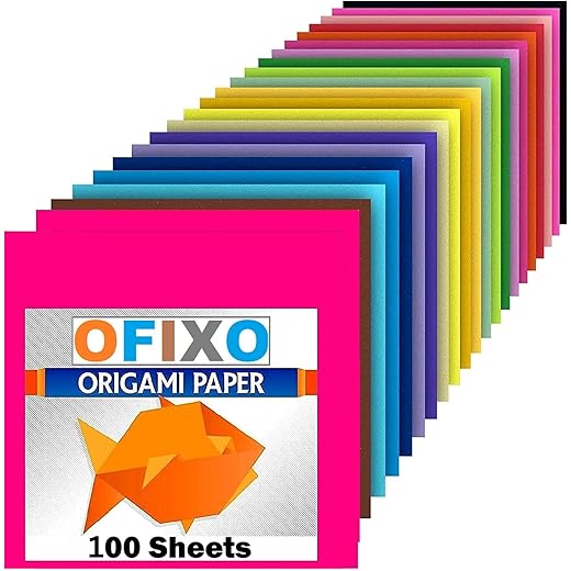 OFIXO 100pcs Origami Paper Set of 5 Multicolor