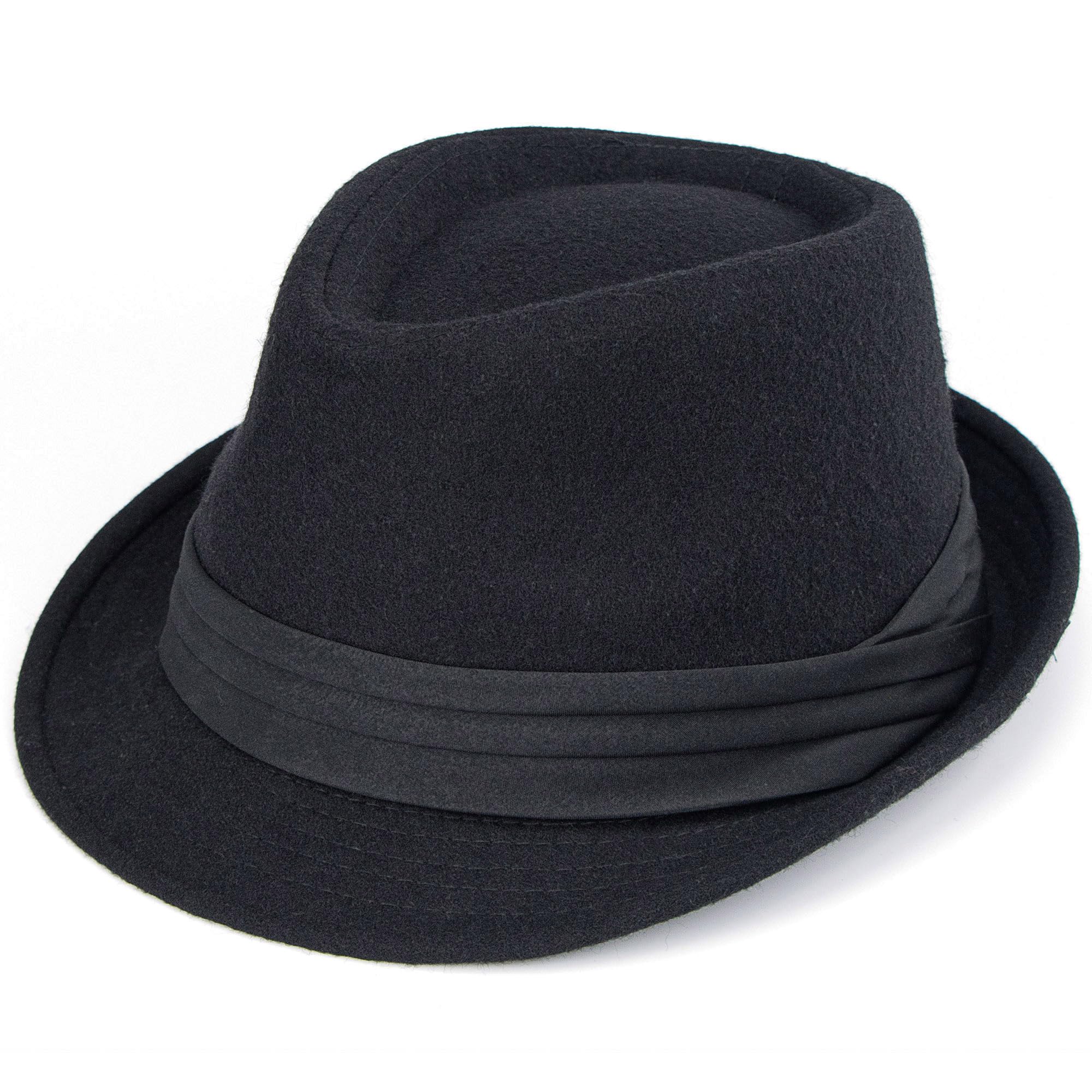 Fgssmens Classic Short Brim Trilby Hat Gangster Fedora Wool Cap