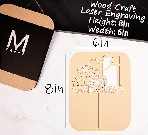 Miniatura 2 de Decoración para pastel de God Bless - Decoraciones de bautismo de madera - Letrero de bautismo y adornos para pasteles para niños y niñas,