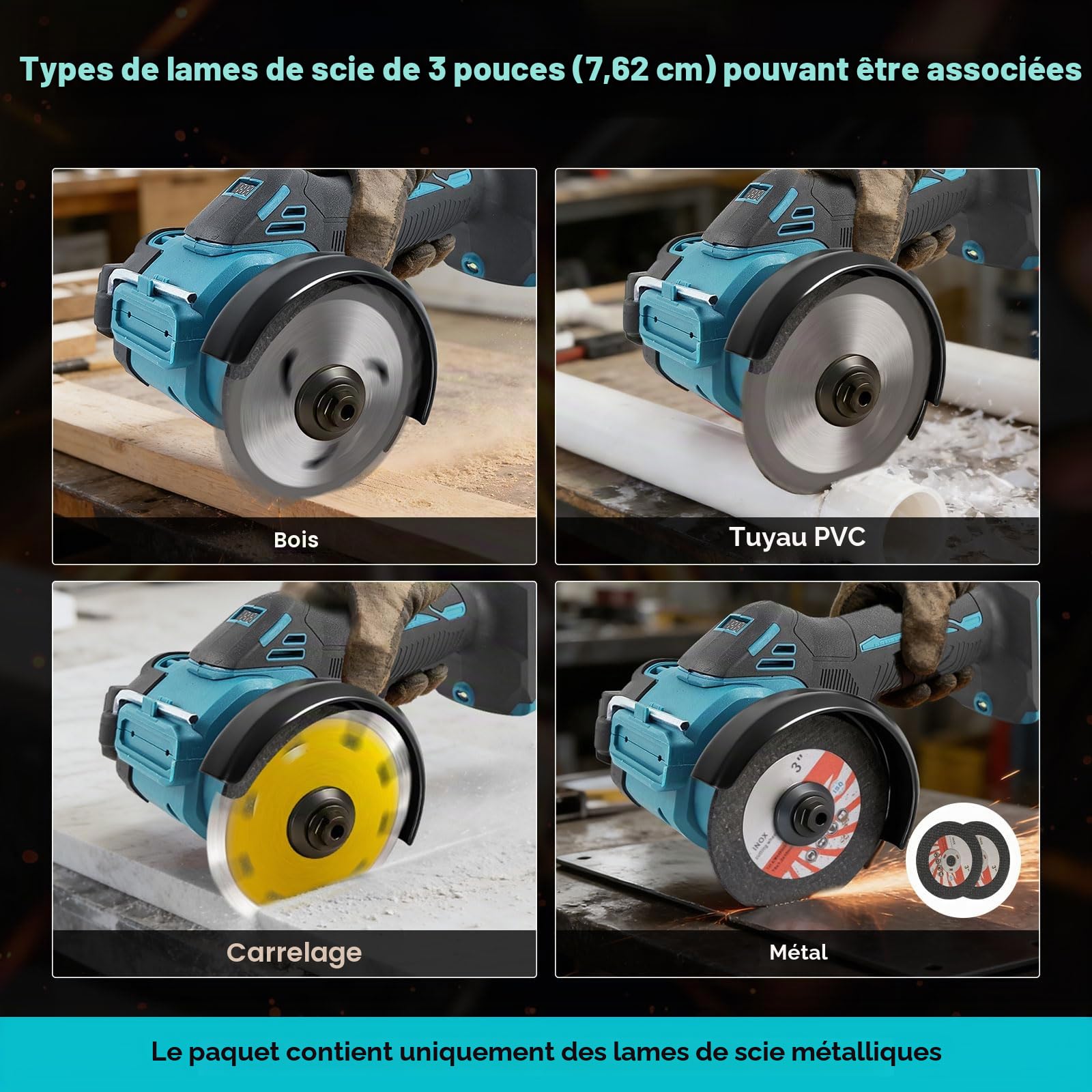 Meuleuse d'angle sans fil pour Makita 18V, mini meuleuse d'angle sans balais 20 000 tr/min 75 mm petit outil d'angle avec 2 disques pour coupe, polissage, meulage (pour Makita)