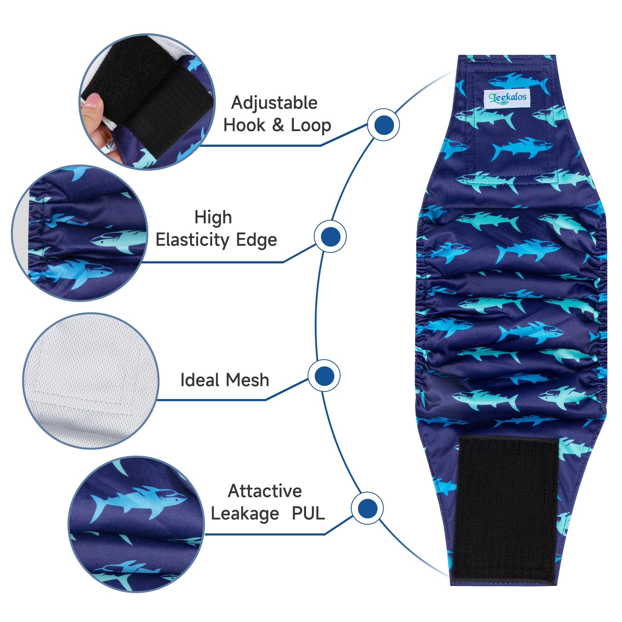 Leekalos Pañales para perros machos, bandas para el vientre para perros machos | Wraps - Pañales lavables para perros de alta absorción