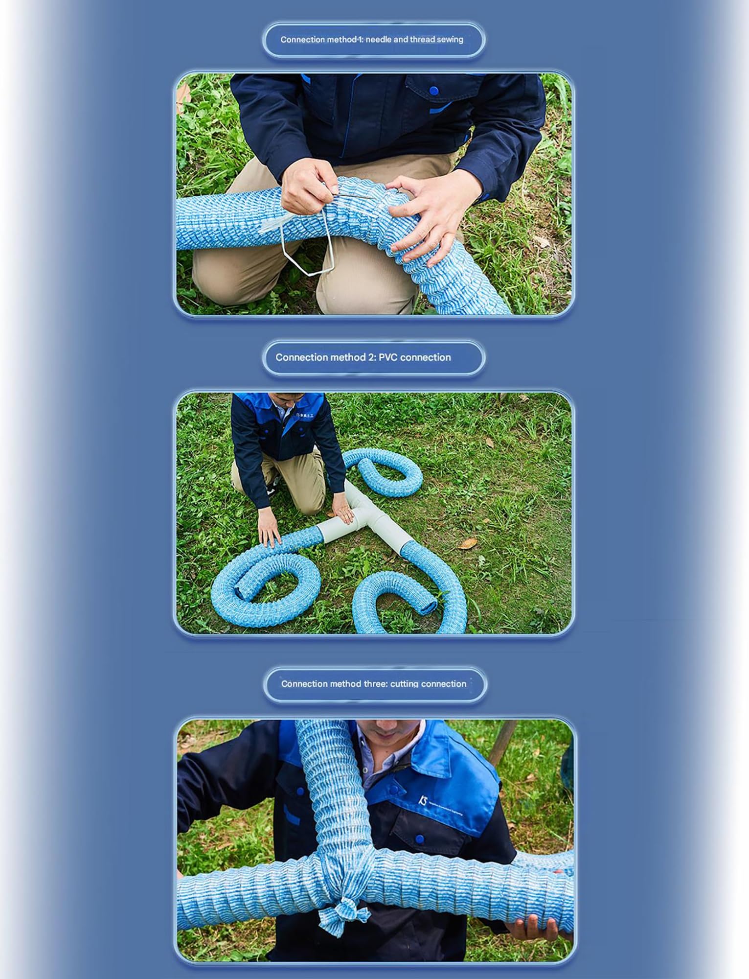 Tuyau d'évacuation ondulé en PVC avec fil d'acier, 15,2 cm de large, 1,8 m de long, solution de drainage tubulaire extensible