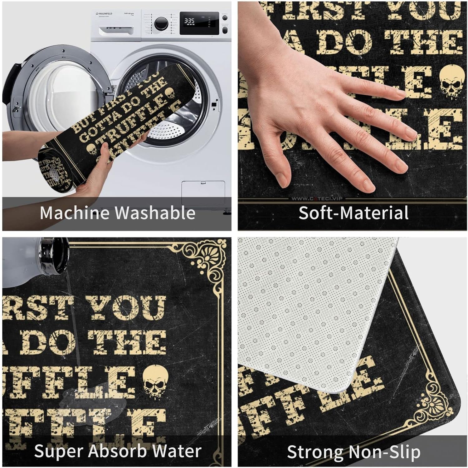 Funny Text Doormat But First You Gotta Do The Truffle Shuffle Doormat Indoor Outdoor Carpet Outdoor Rug Waterproof(65X90CM)