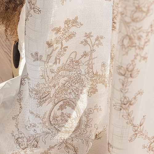 Miniatura 8 de Cortinas semitraslúcidas de lino con textura para sala de estar, 96 pulgadas de largo, 2 paneles con bolsillo para cortinero, cortinas de ventana