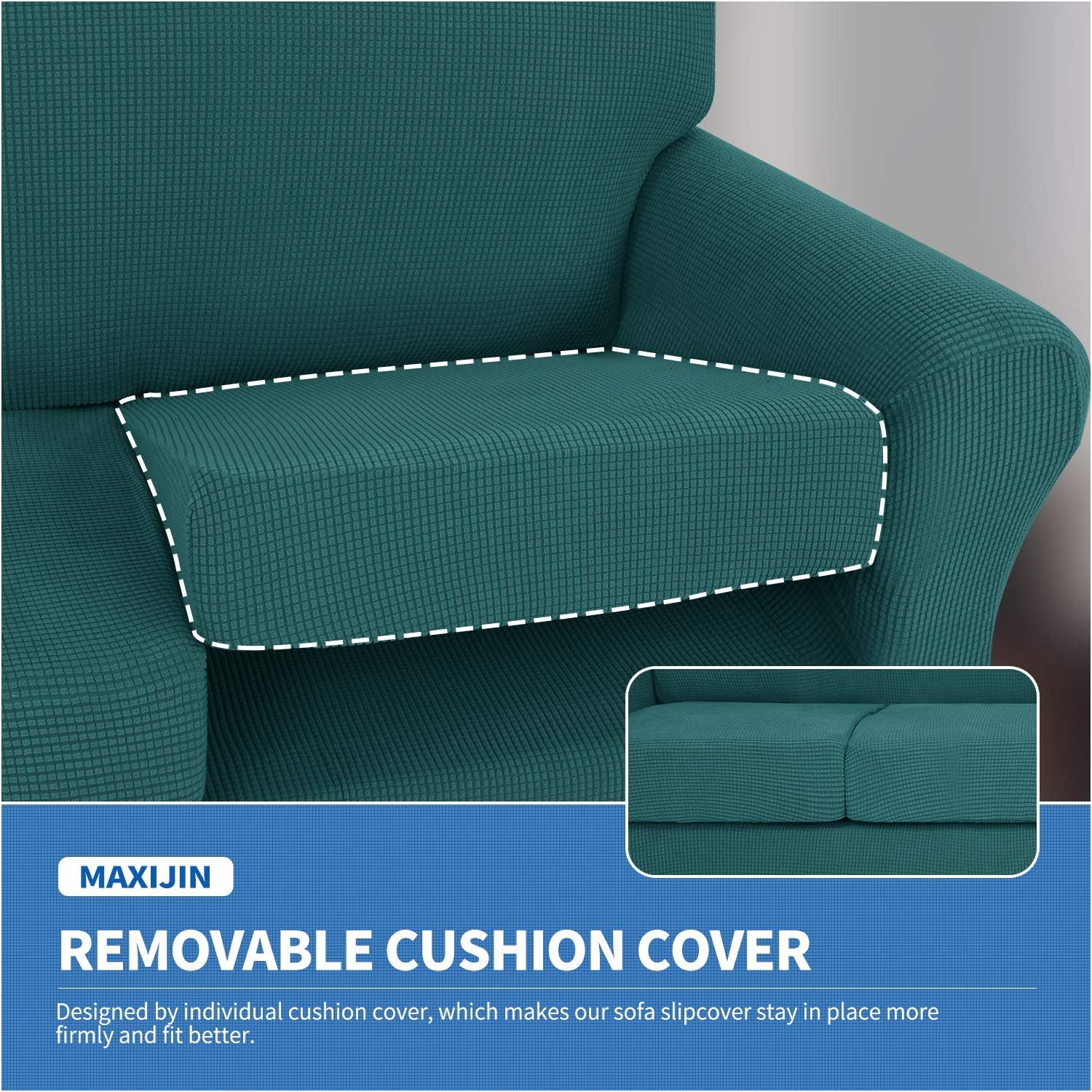 MAXIJIN 4 Piece Extra Large Couch Covers for 3 Cushion Couch Super Stretch XL Sofa Cover Dogs Pet Proof Furniture Protector Spandex Non Slip Couch Slipcover Washable (Extra Large, Blackish Green)