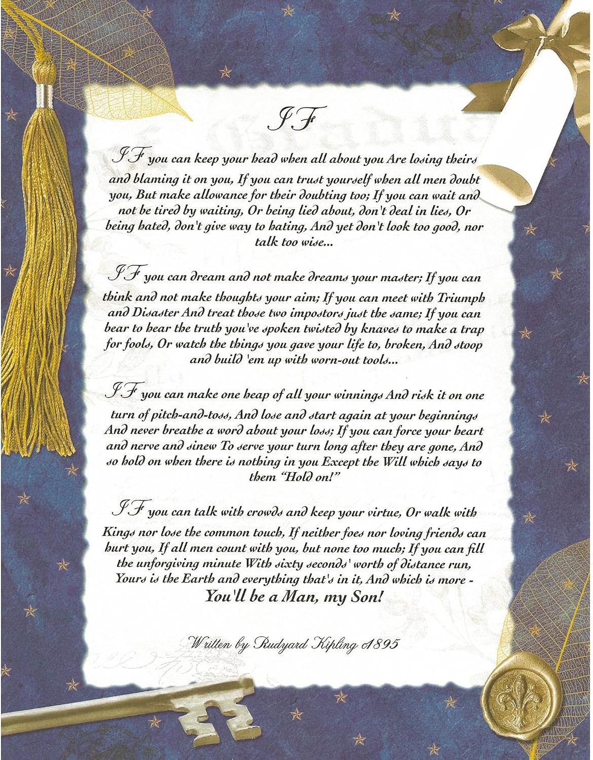 CafePress Graduation Key To The Future IF By Rudyard Kipling Folded Greeting Card Matte