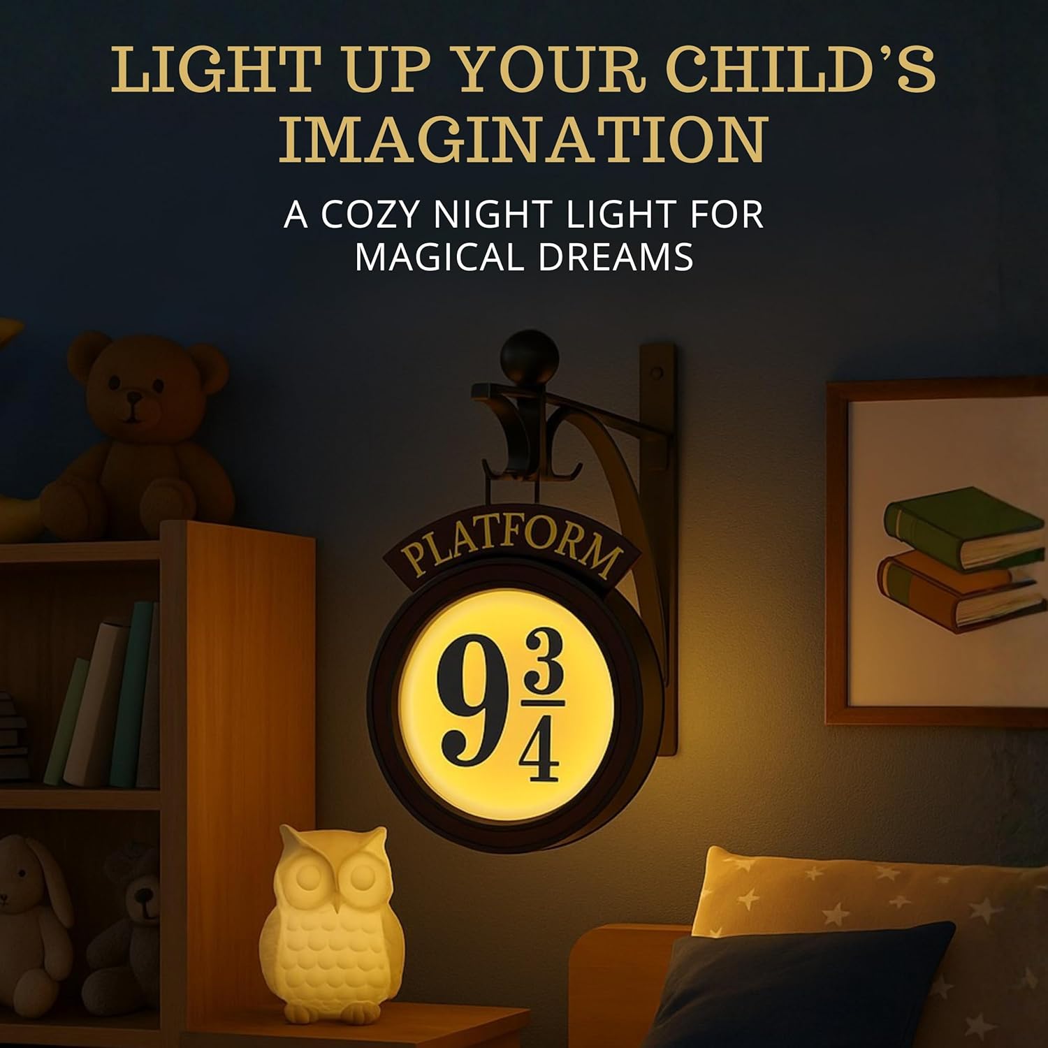 9¾ Platform Hanging Night Light – Platform 9 3/4 Light LED Wall Mount Lamp with Remote Magic Wall Decor for Bedroom Living Room or Patio Decorative Lighted Wall Sign for Fantasy-Themed Room or Gift