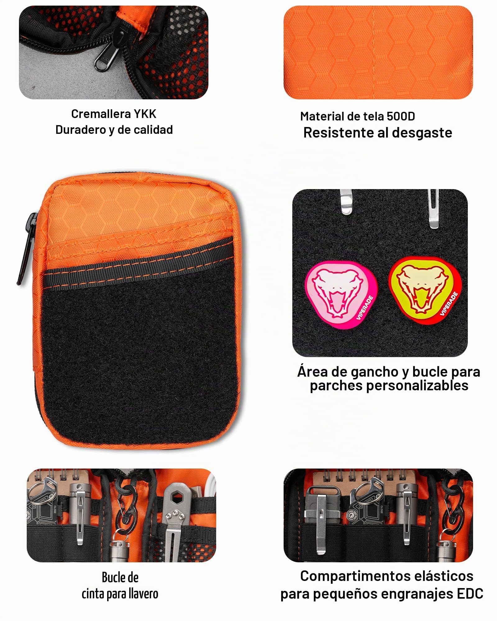 VIPERADE VE31 - Bolsa pequeña EDC, organizador de bolsillo EDC para hombres, bolsa organizadora pequeña EDC, organizador de bolsillo compacto para multiherramientas pequeñas