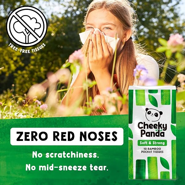 The Cheeky Panda Bamboo Pocket Tissues, 8 Pack of 10 Hypoallergenic Tissues, Ultra Soft, 3-Ply, White, Travel Size - 3